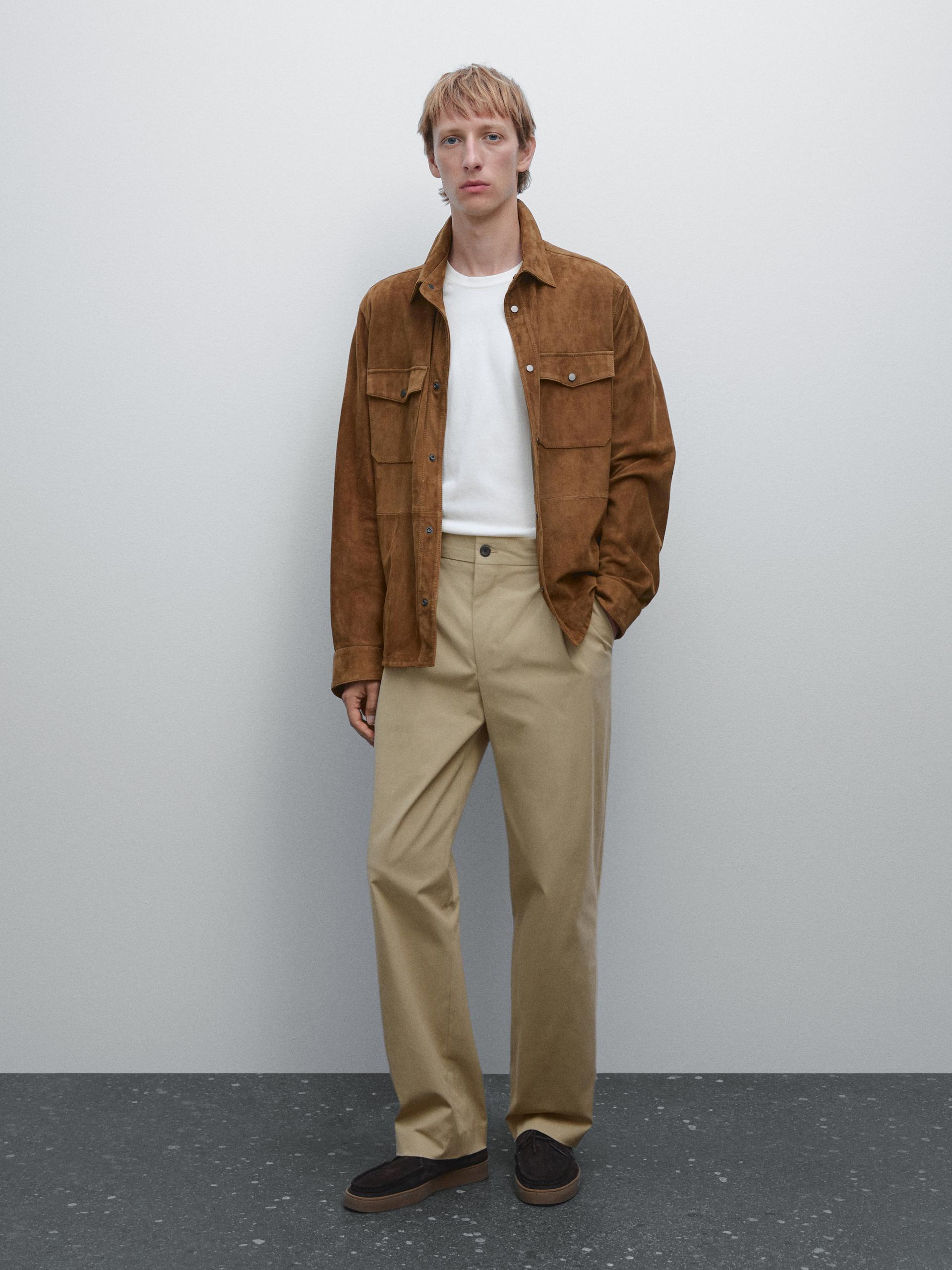 Pantalon Relaxed Fit À Pinces - Beige - 40 - Massimo Dutti - Homme