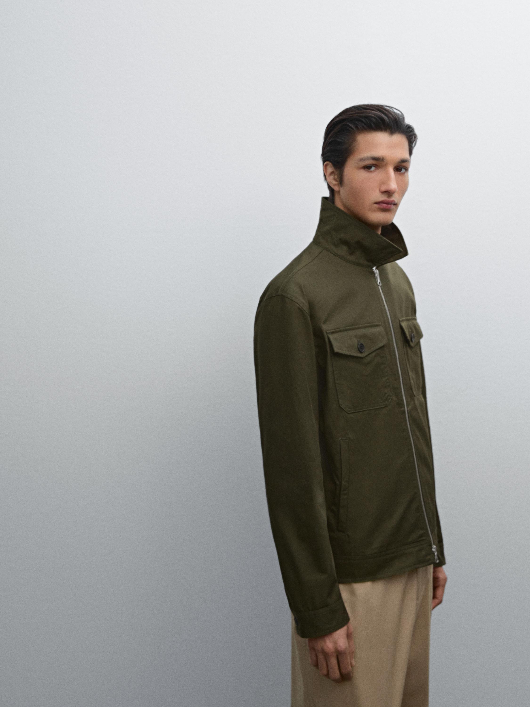 Cotton jacket with pocket details