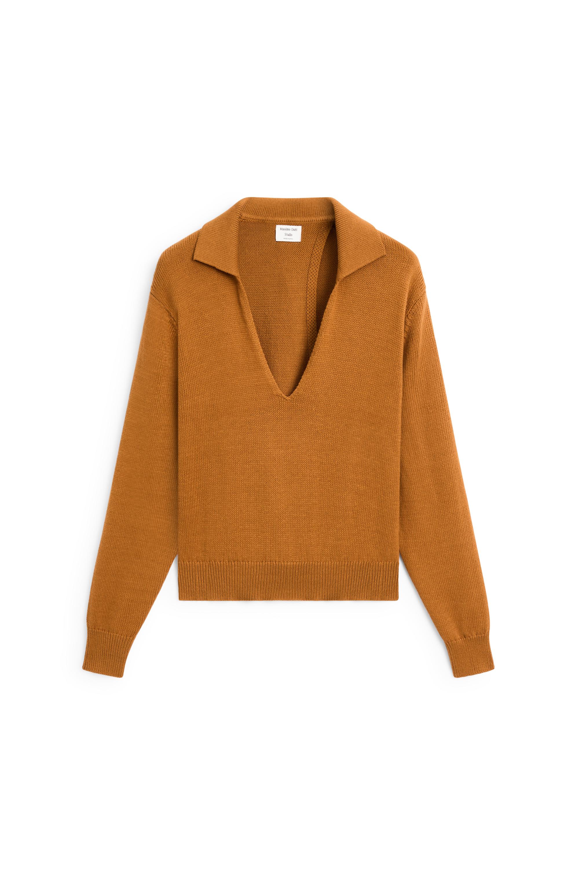 100% Cotton V-Neck Knit Sweater - STUDIO — Washed
