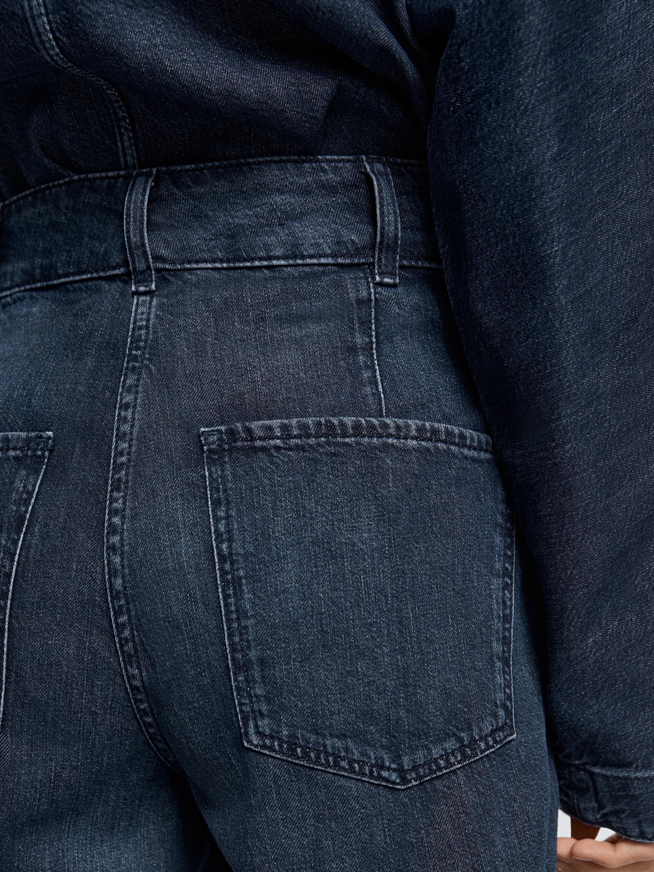 High-waist wide-leg darted jeans — DARK BLUE