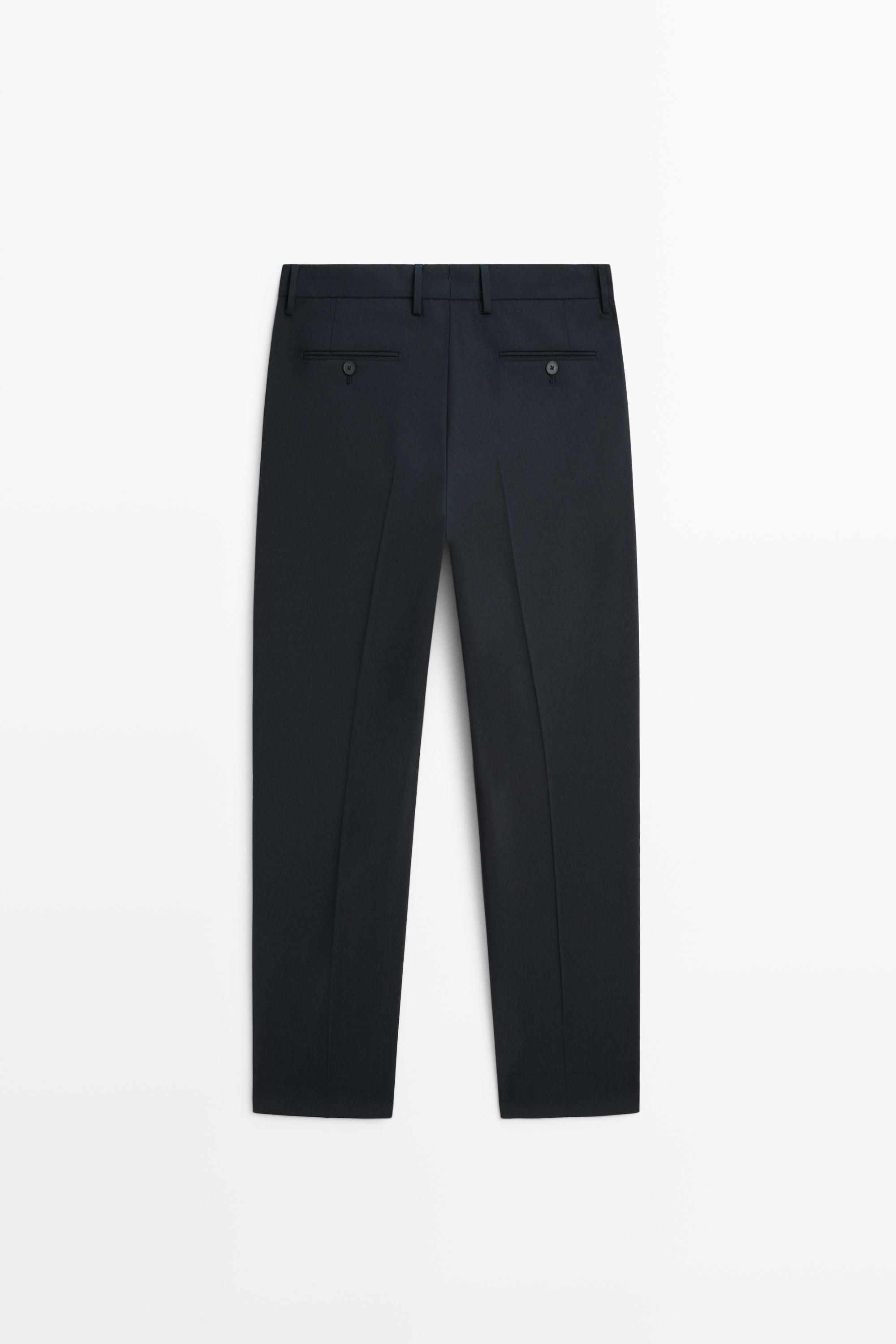 Wool blend suit pants — NAVY BLUE