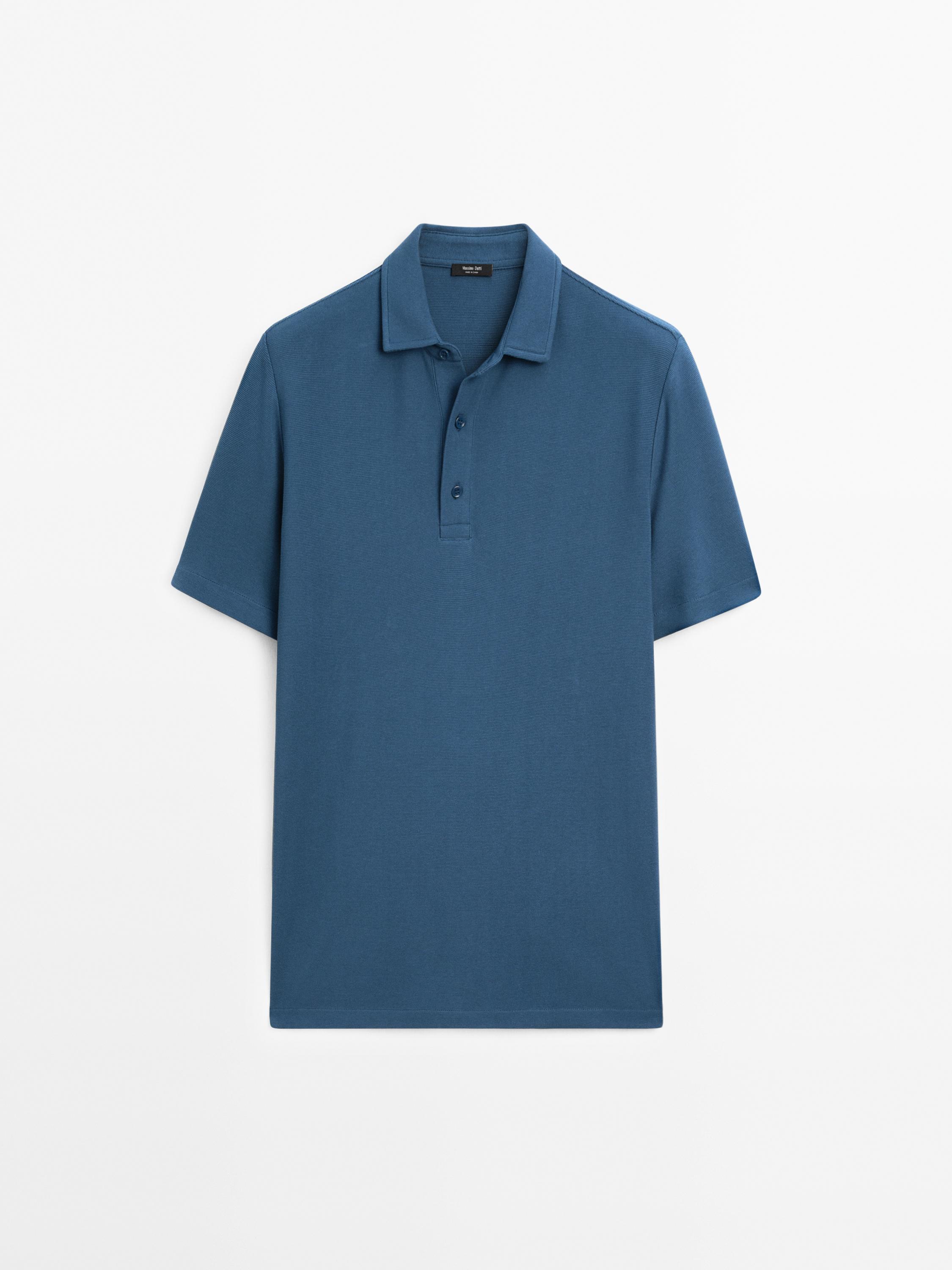 Textured short sleeve polo shirt