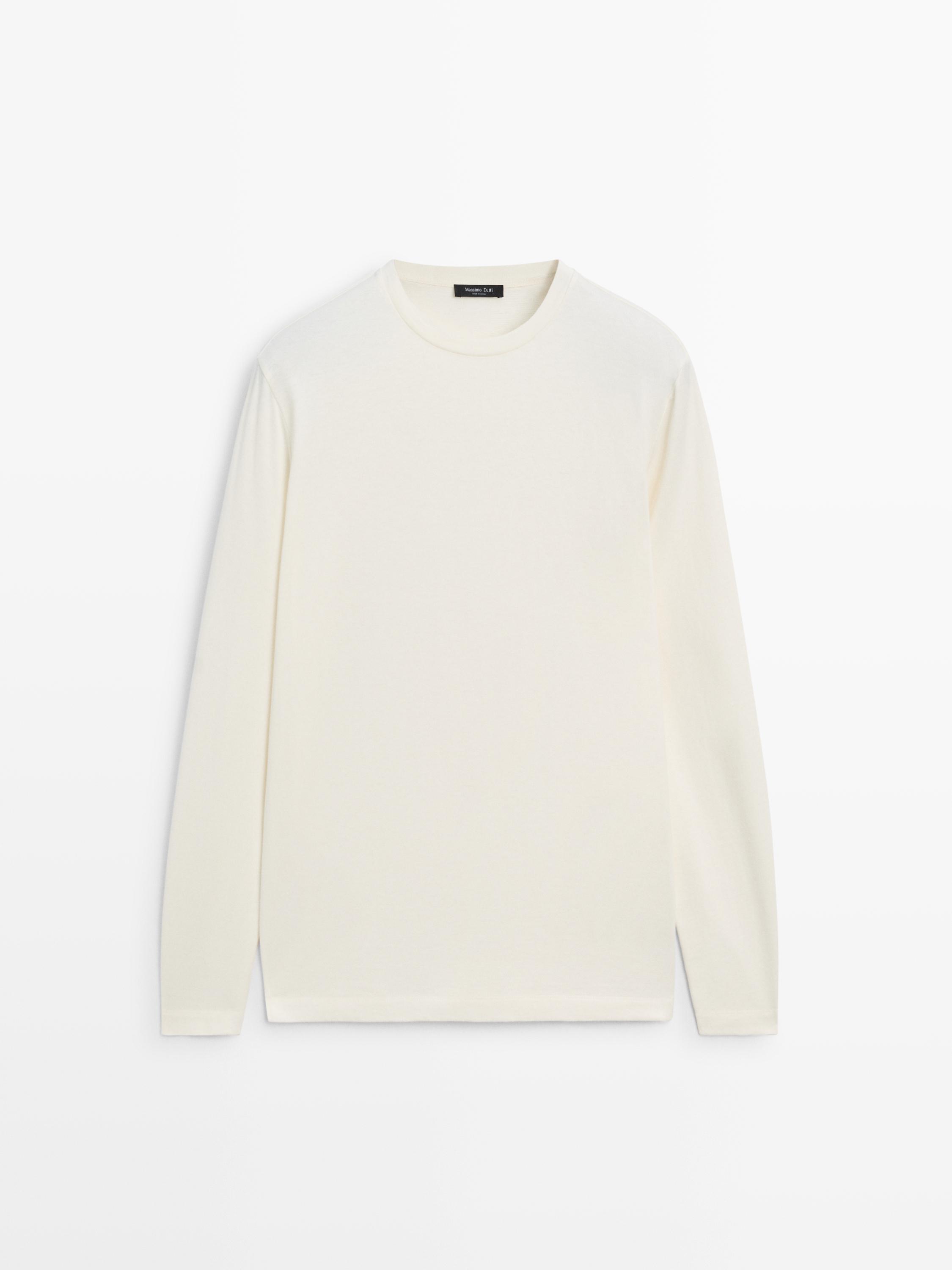 Long-sleeve cotton blend T-shirt