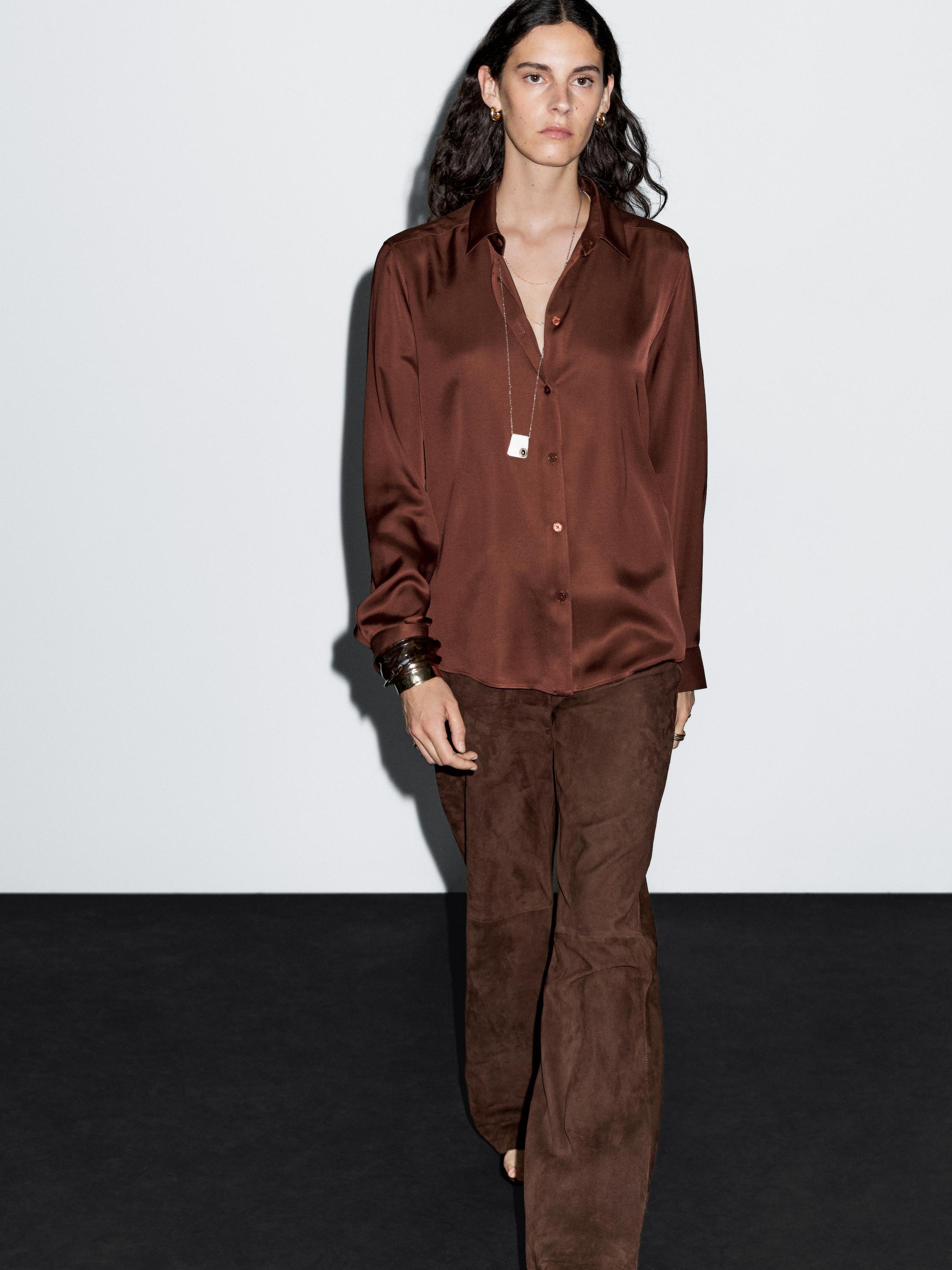 Flowing satin shirt