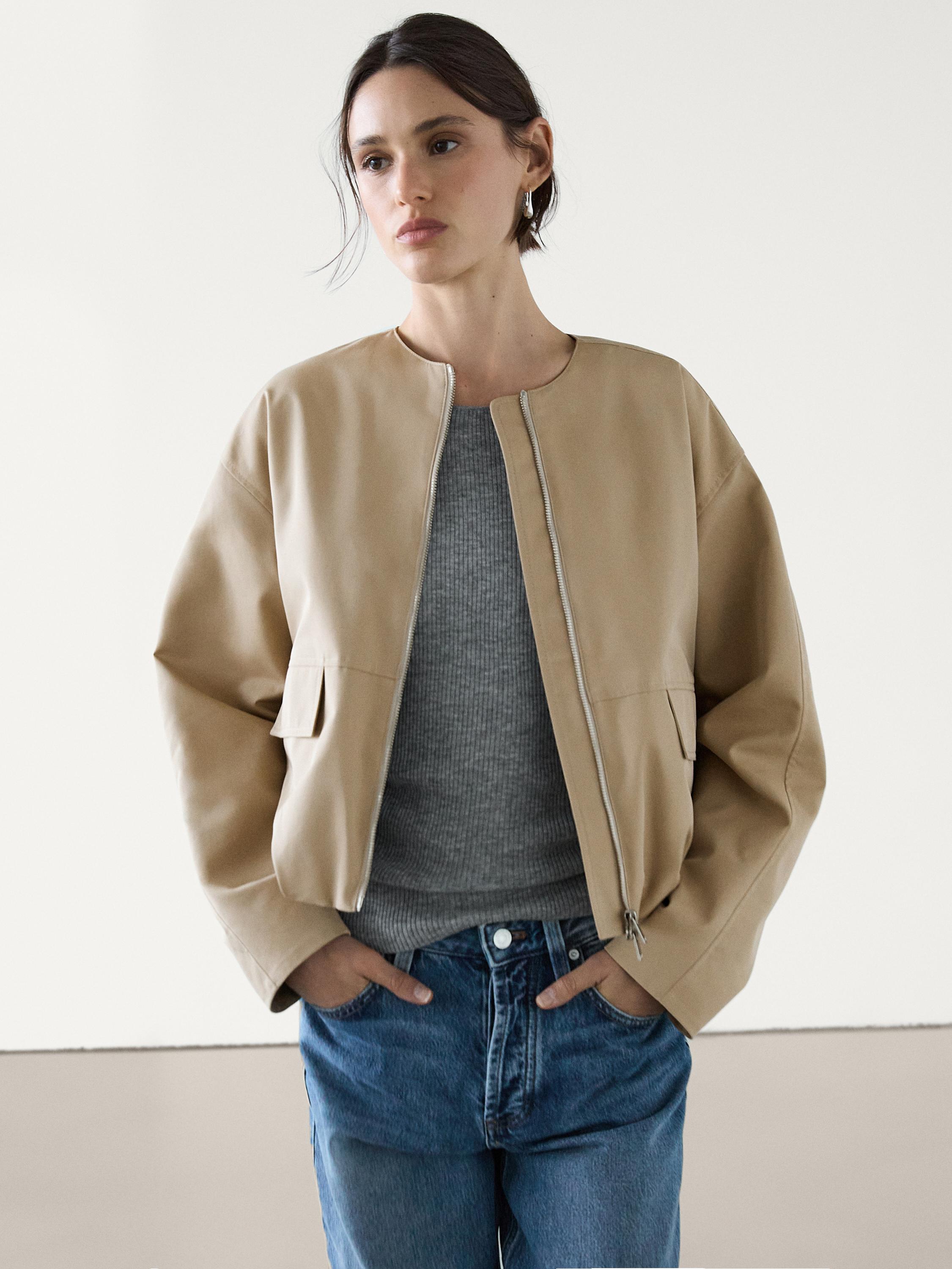 Utility bomber jacket Camel Coats And Jackets Massimo Dutti