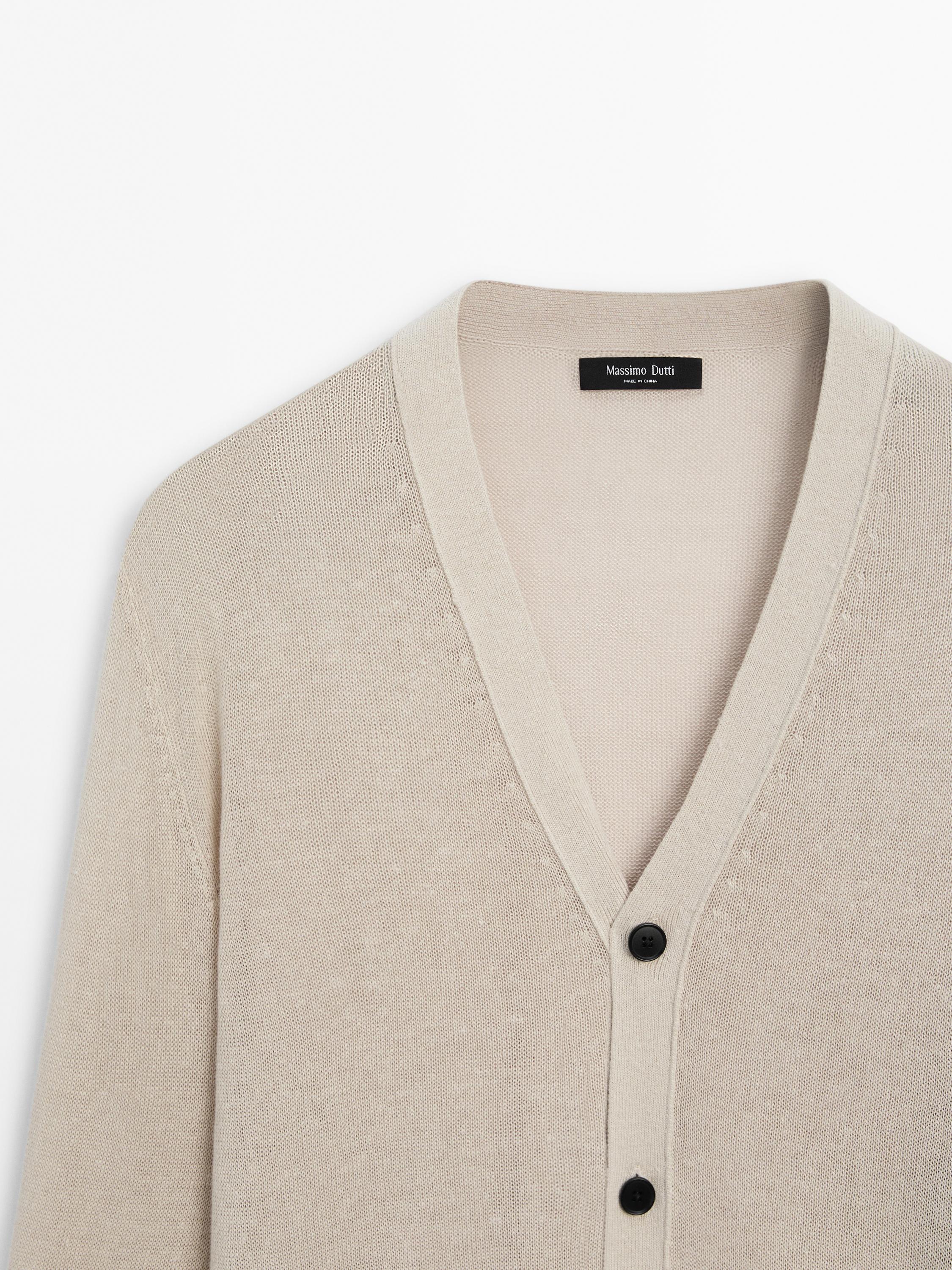 Linen blend V-neck cardigan