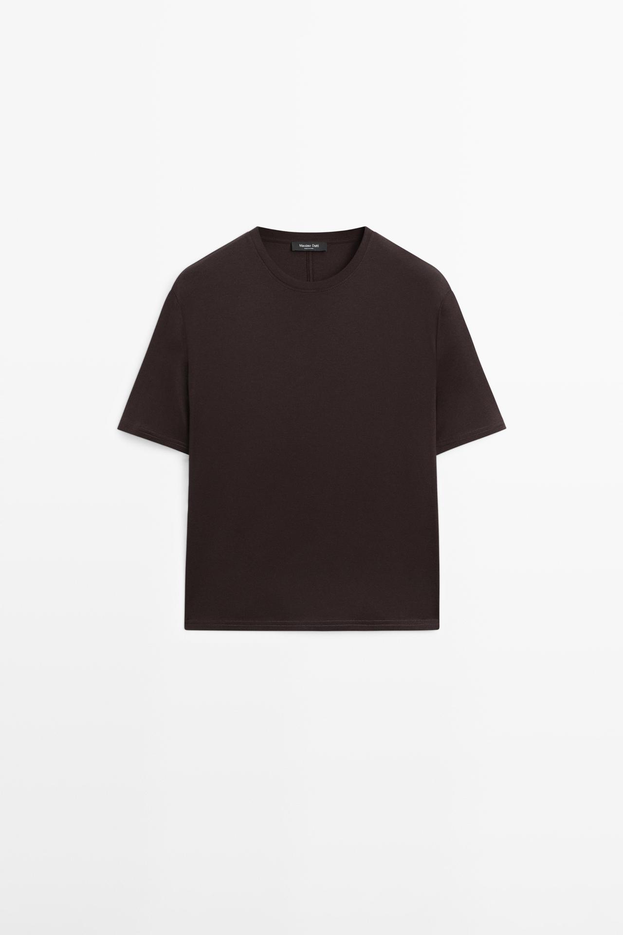 Oversize 100% cotton short sleeve T-shirt — BROWN