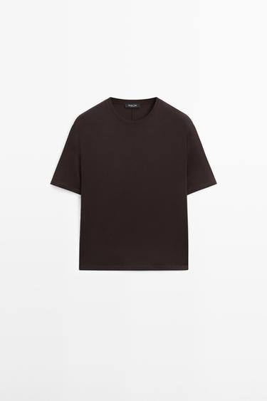 Oversize 100% cotton short sleeve T-shirt — BROWN 2