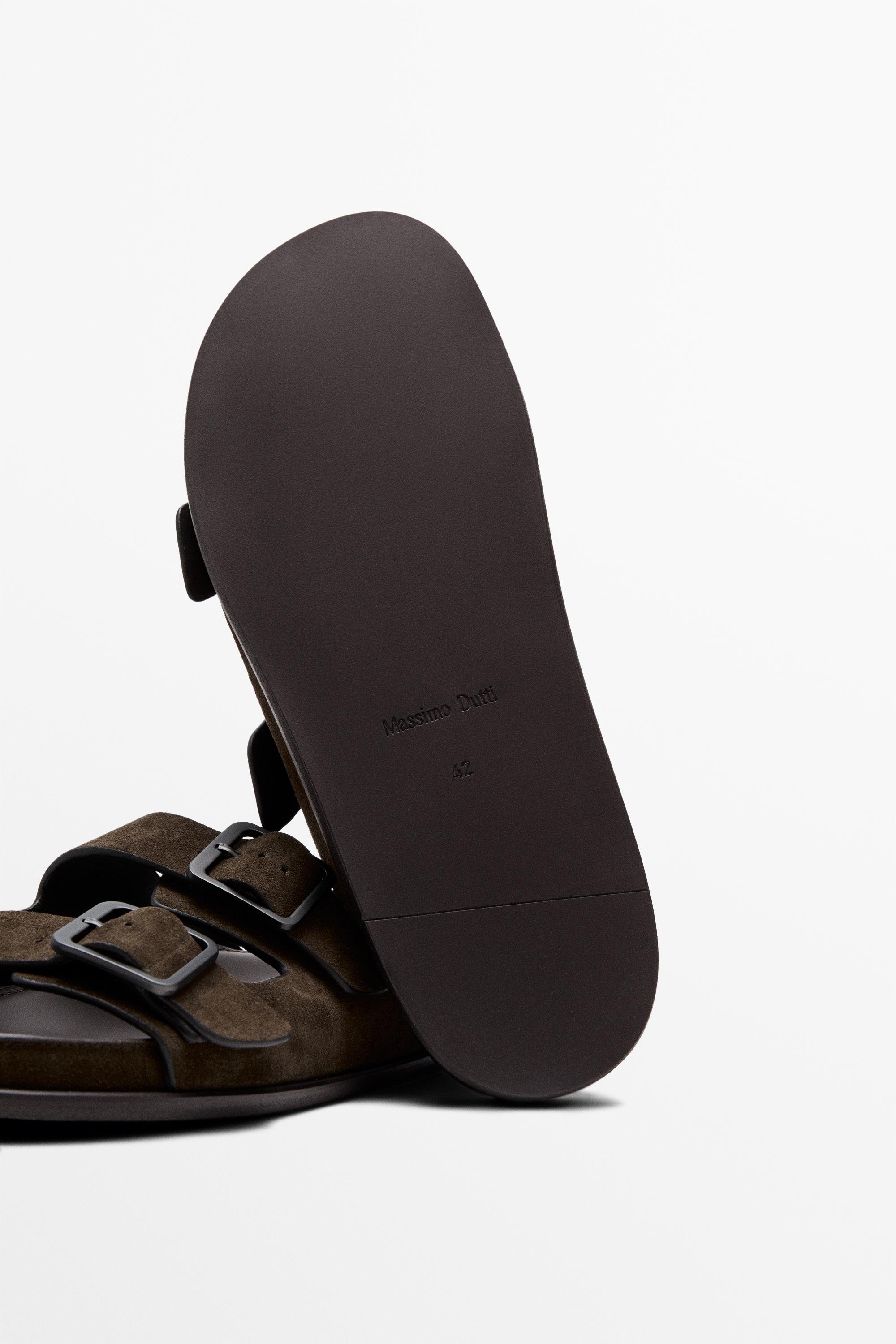 Buckled split leather sandals — OCHRE