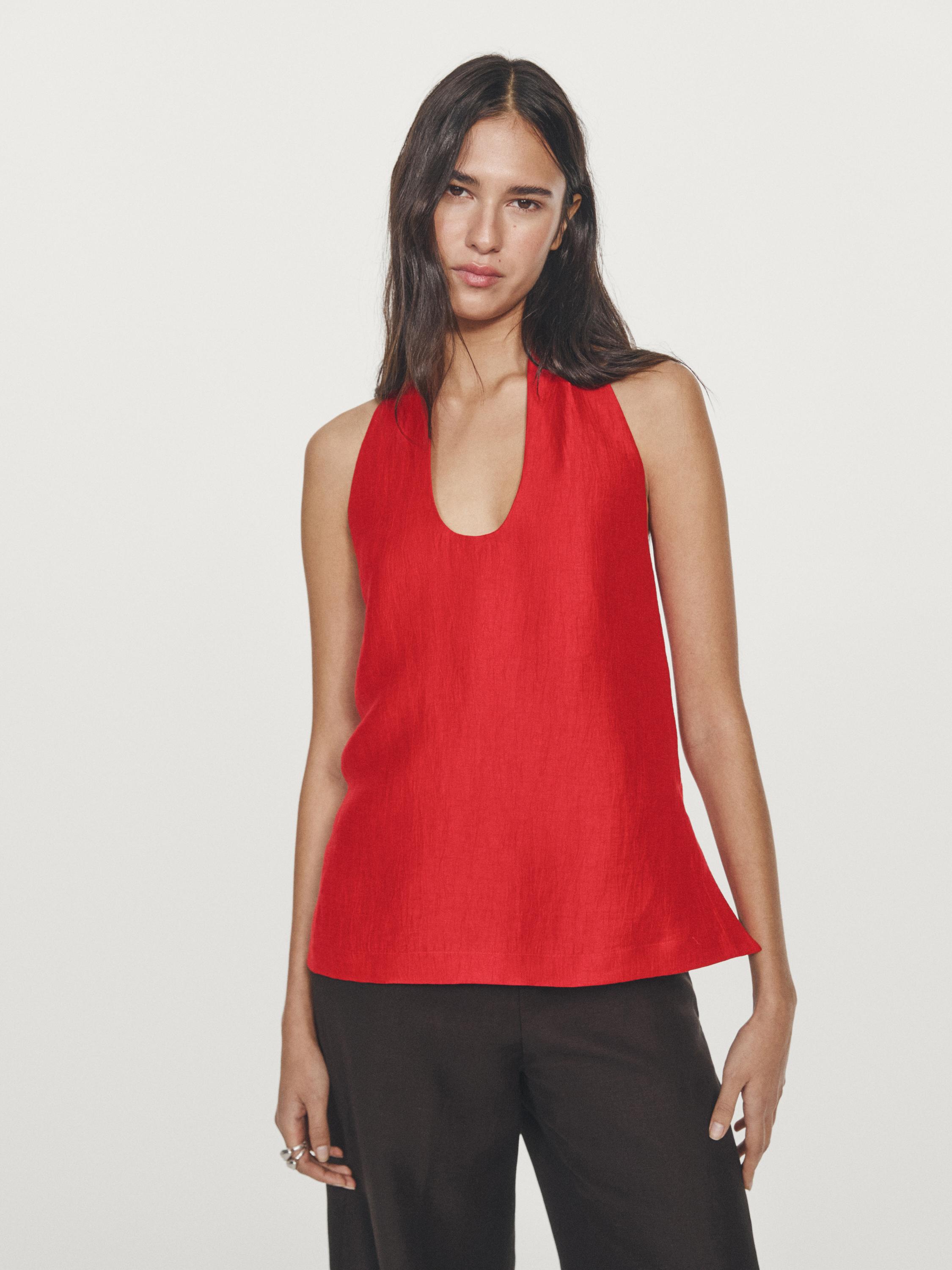 Linen blend halter top