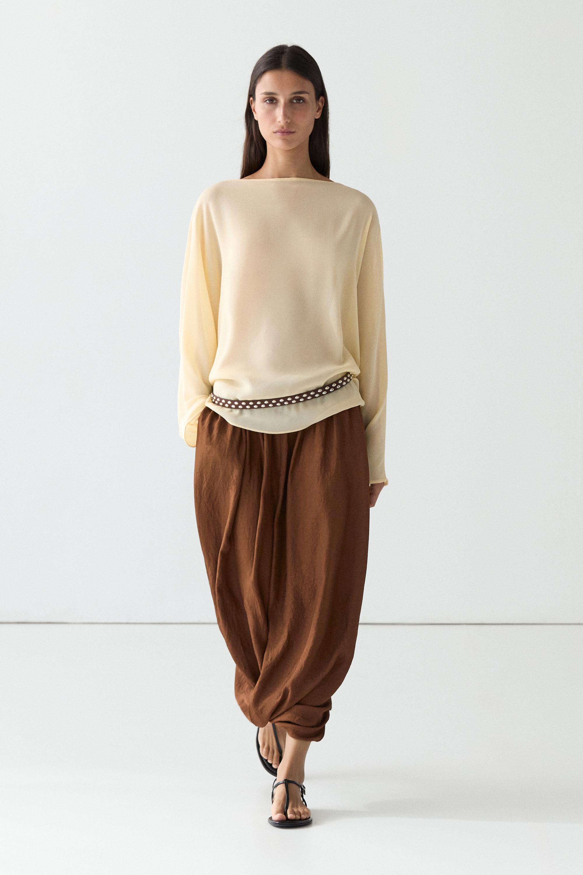 Flowing puff midi skirt