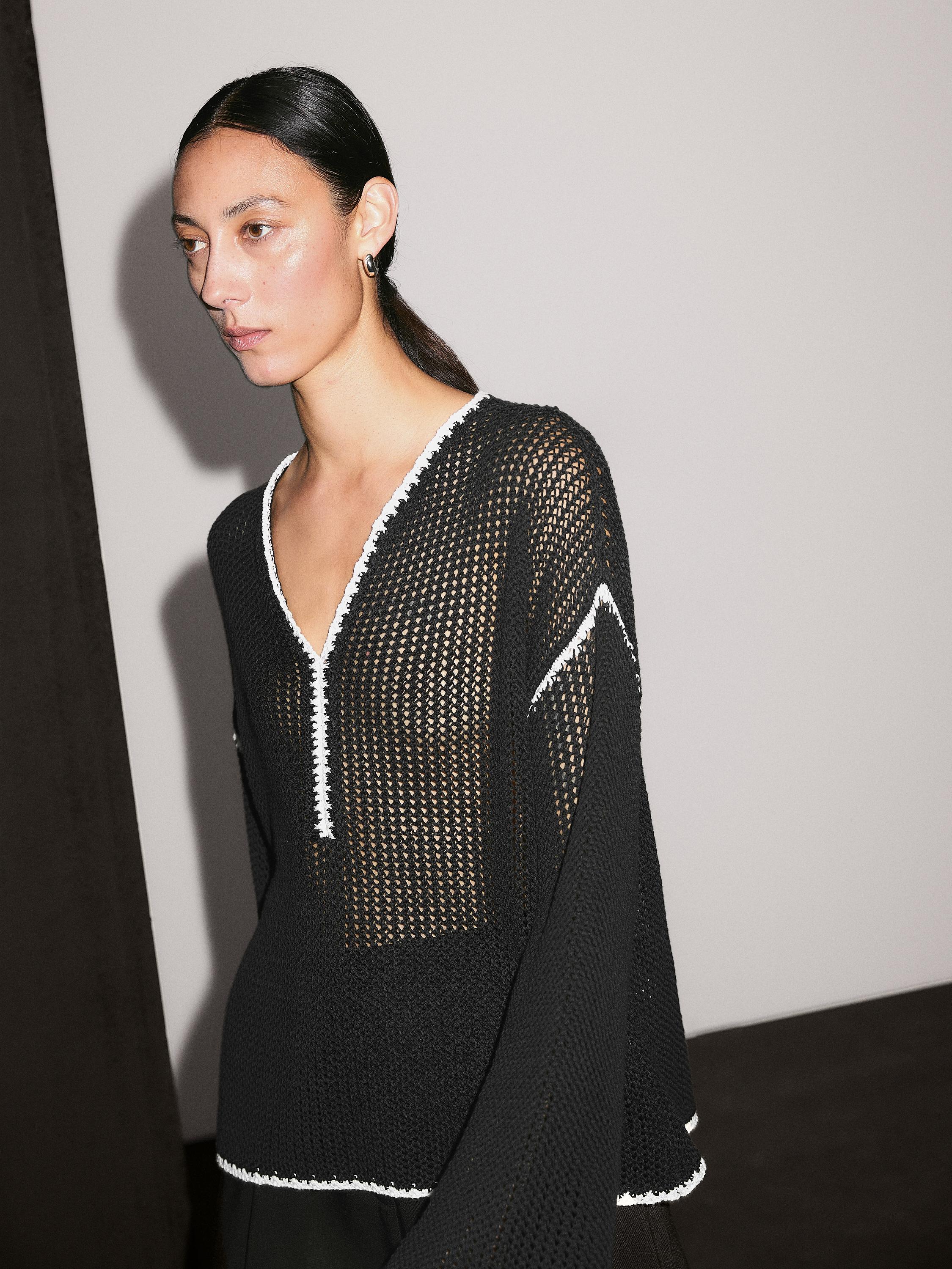 100% cotton openwork crochet sweater