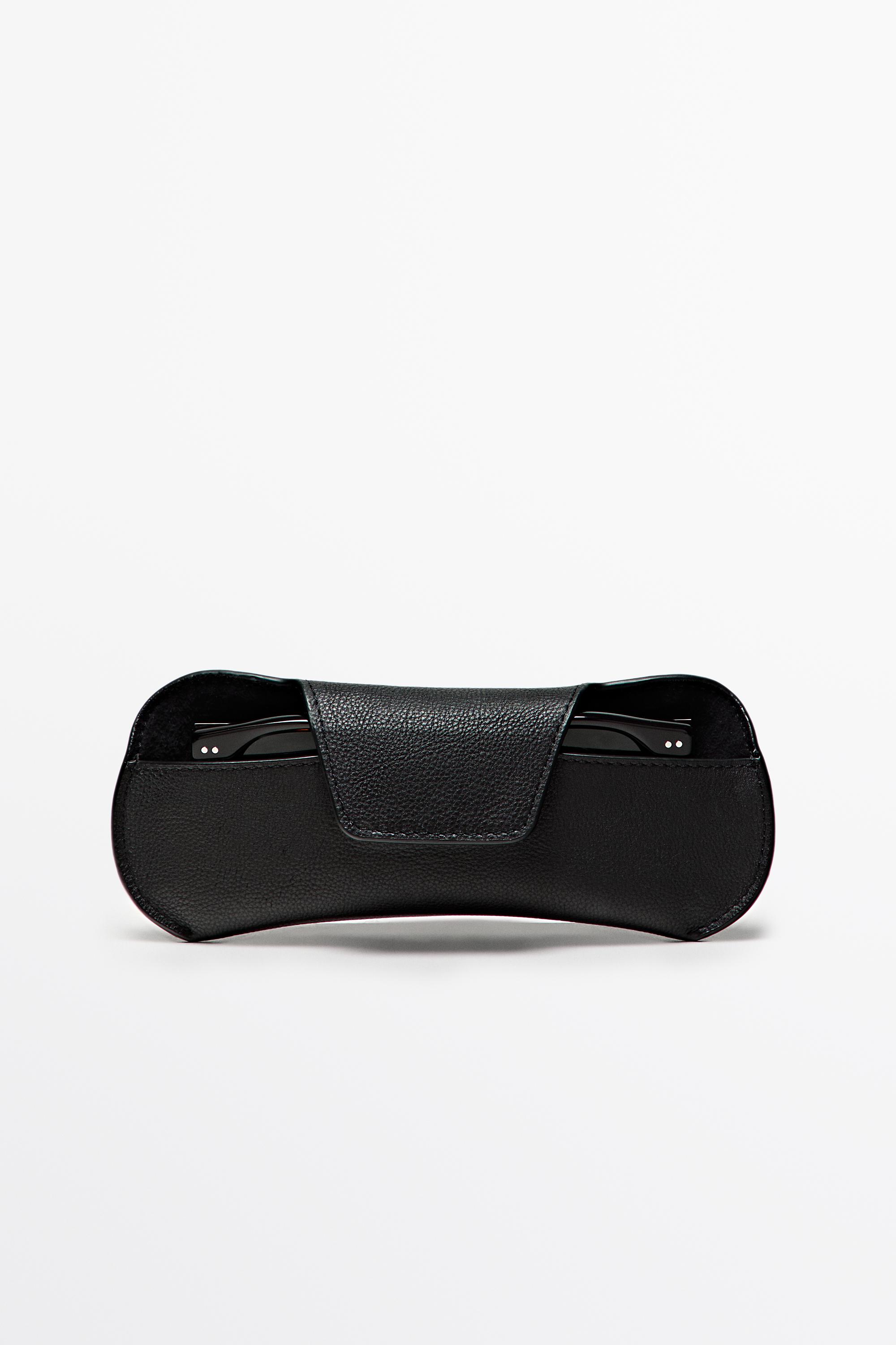 Nappa leather sunglasses case — BLACK