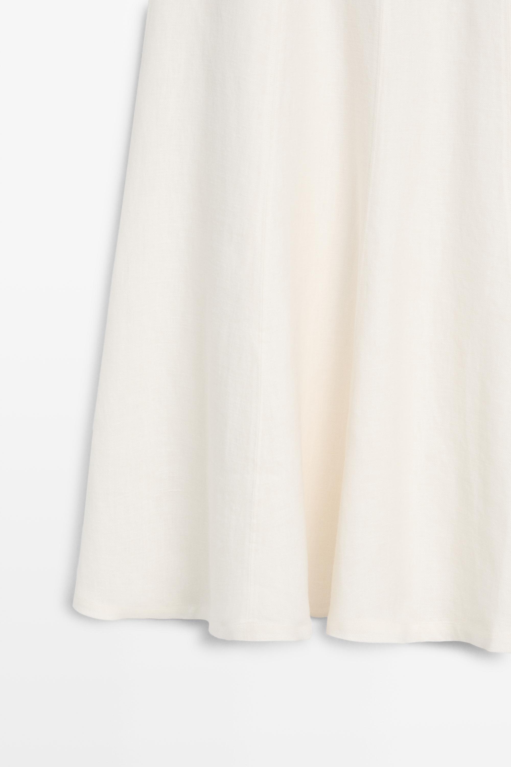 Flowing 100% linen midi skirt — WHITE