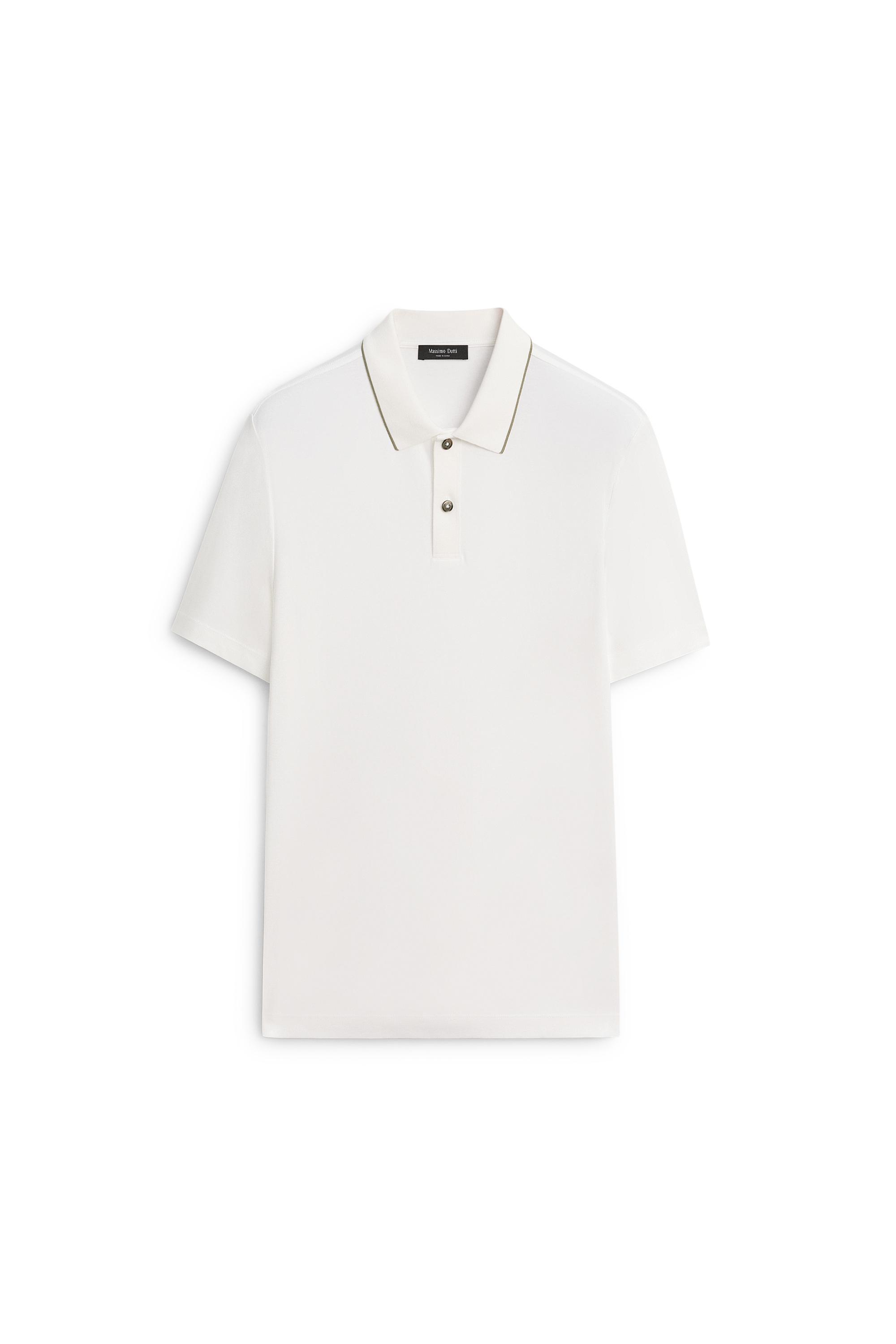 Short sleeve polo shirt with contrast detail — CREAM
