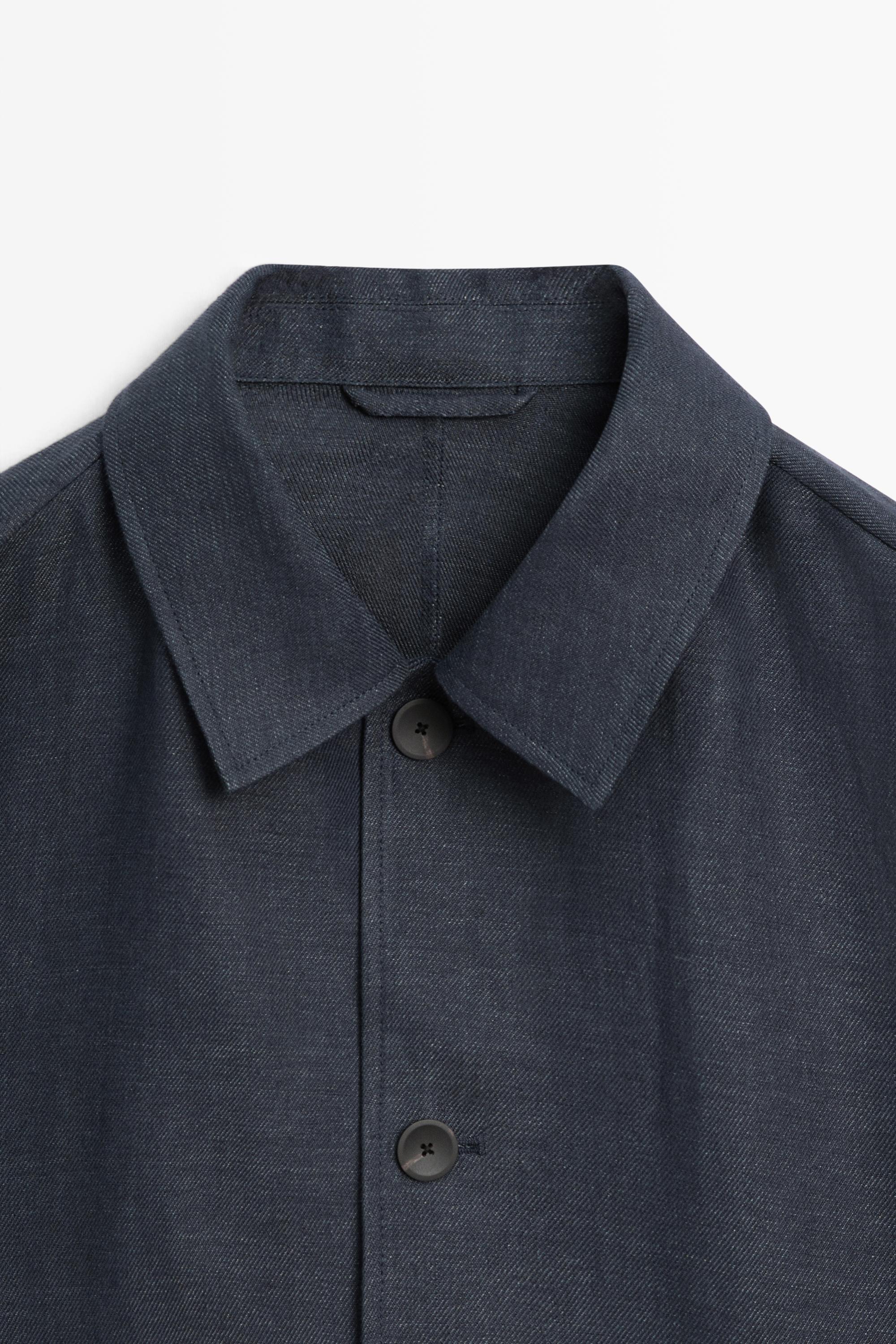 100% linen total look melange overshirt — INK BLUE