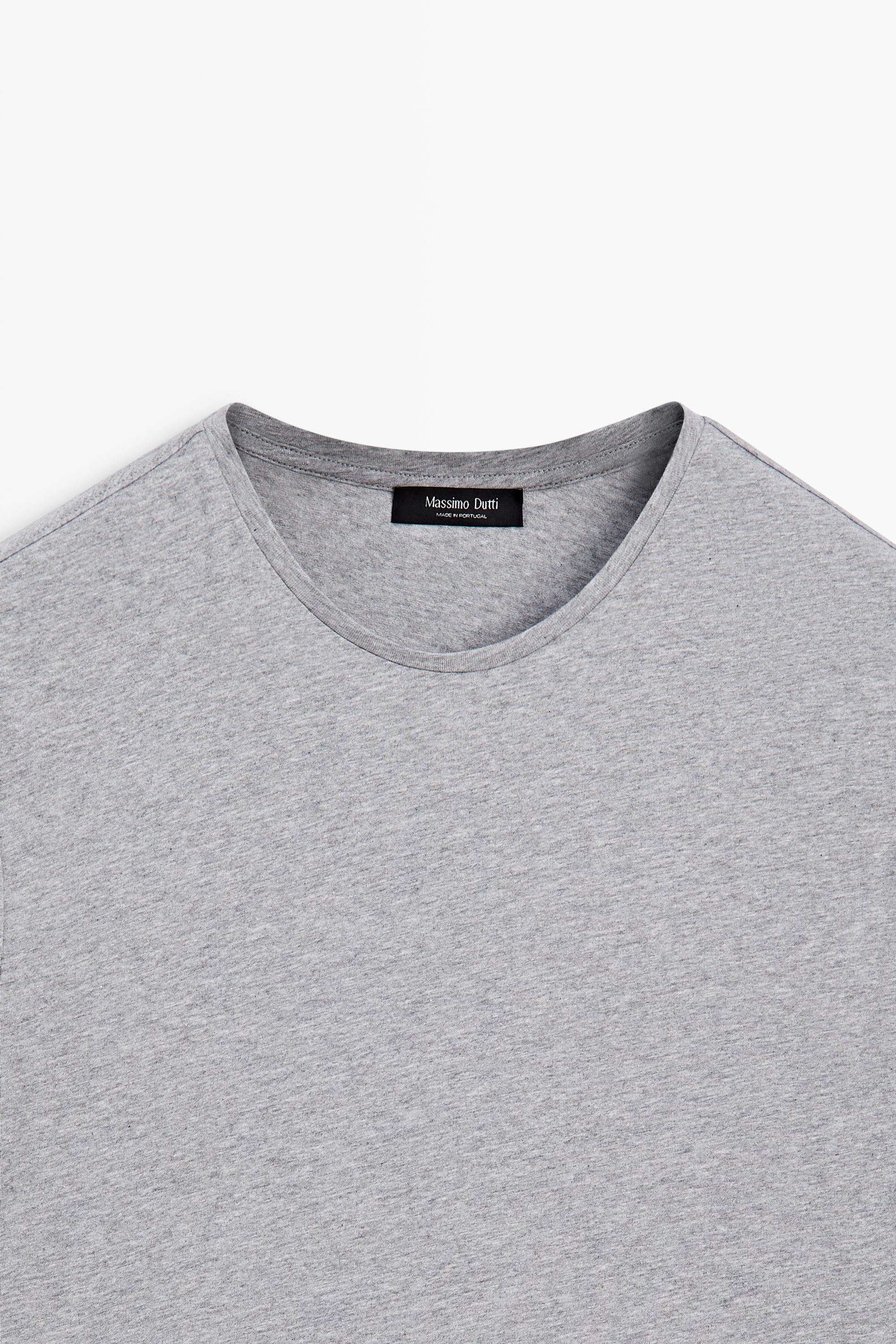 Short sleeve melange cotton T-shirt — GREY MARL