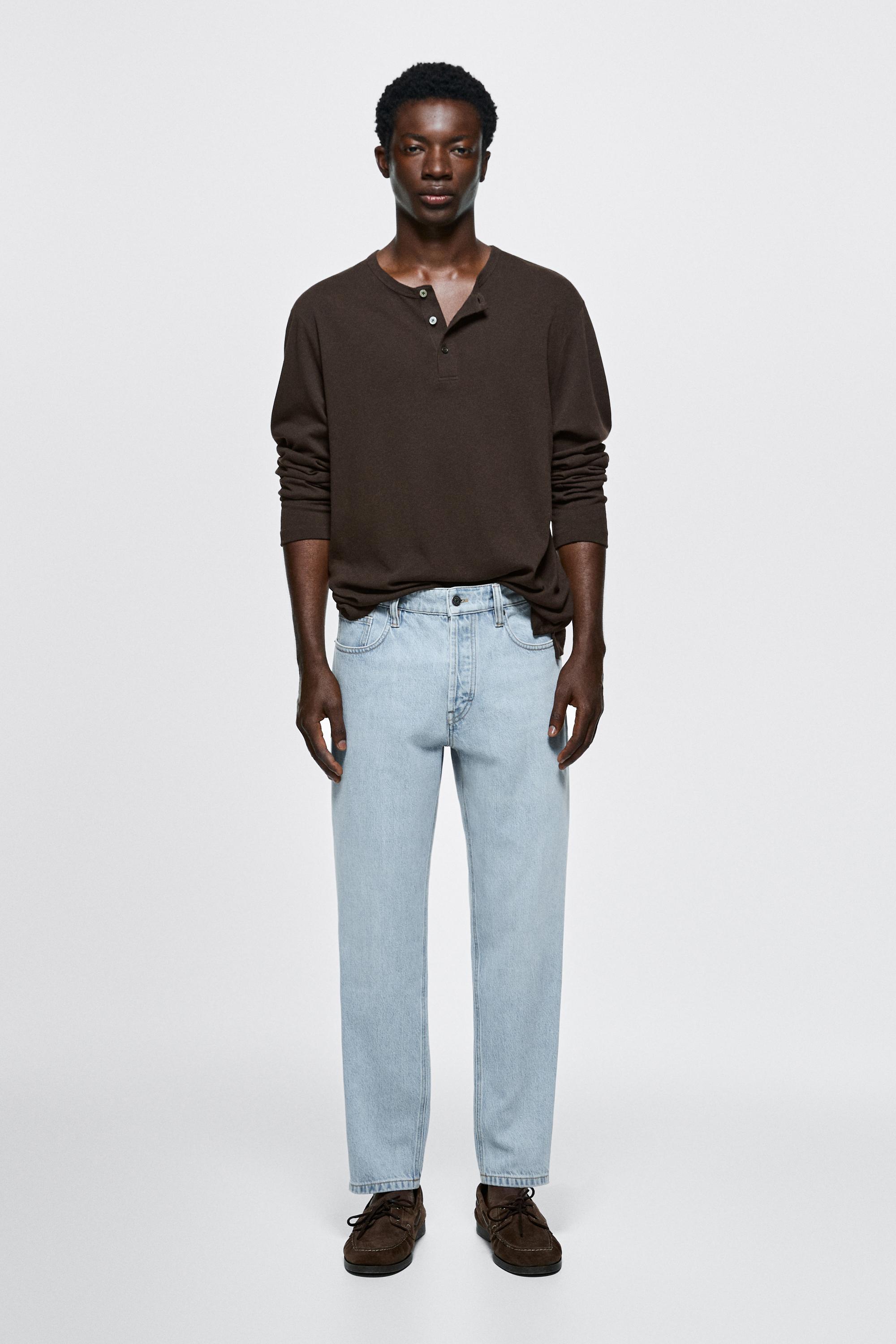 Jeans Slim Fit Cropped - Azzurro Chiaro - 36 (It 52) - Massimo Dutti - Male-image