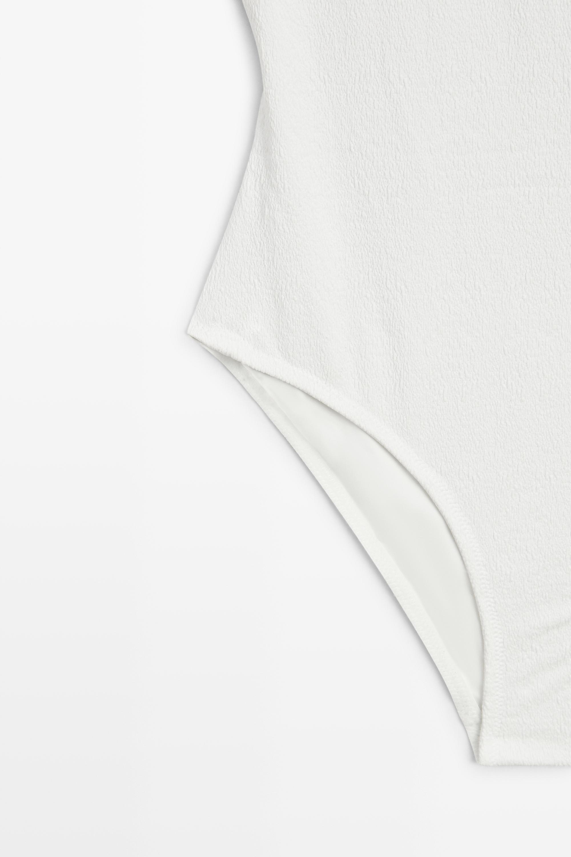 Textured asymmetric swimsuit — Off white (alternate view)
