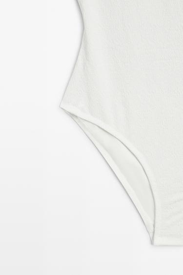 Textured asymmetric swimsuit — Off white 5