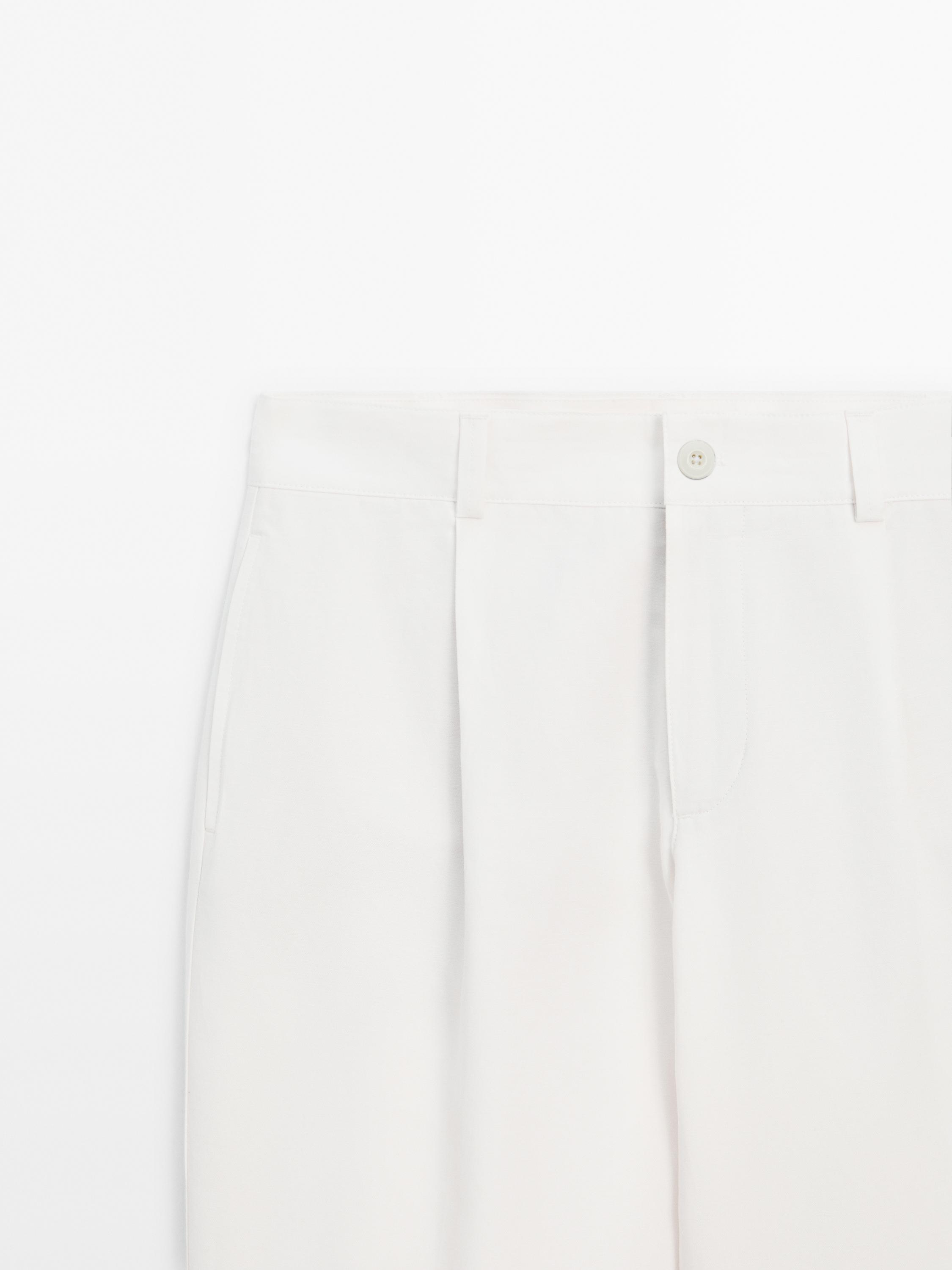 Cotton blend relaxed fit trousers