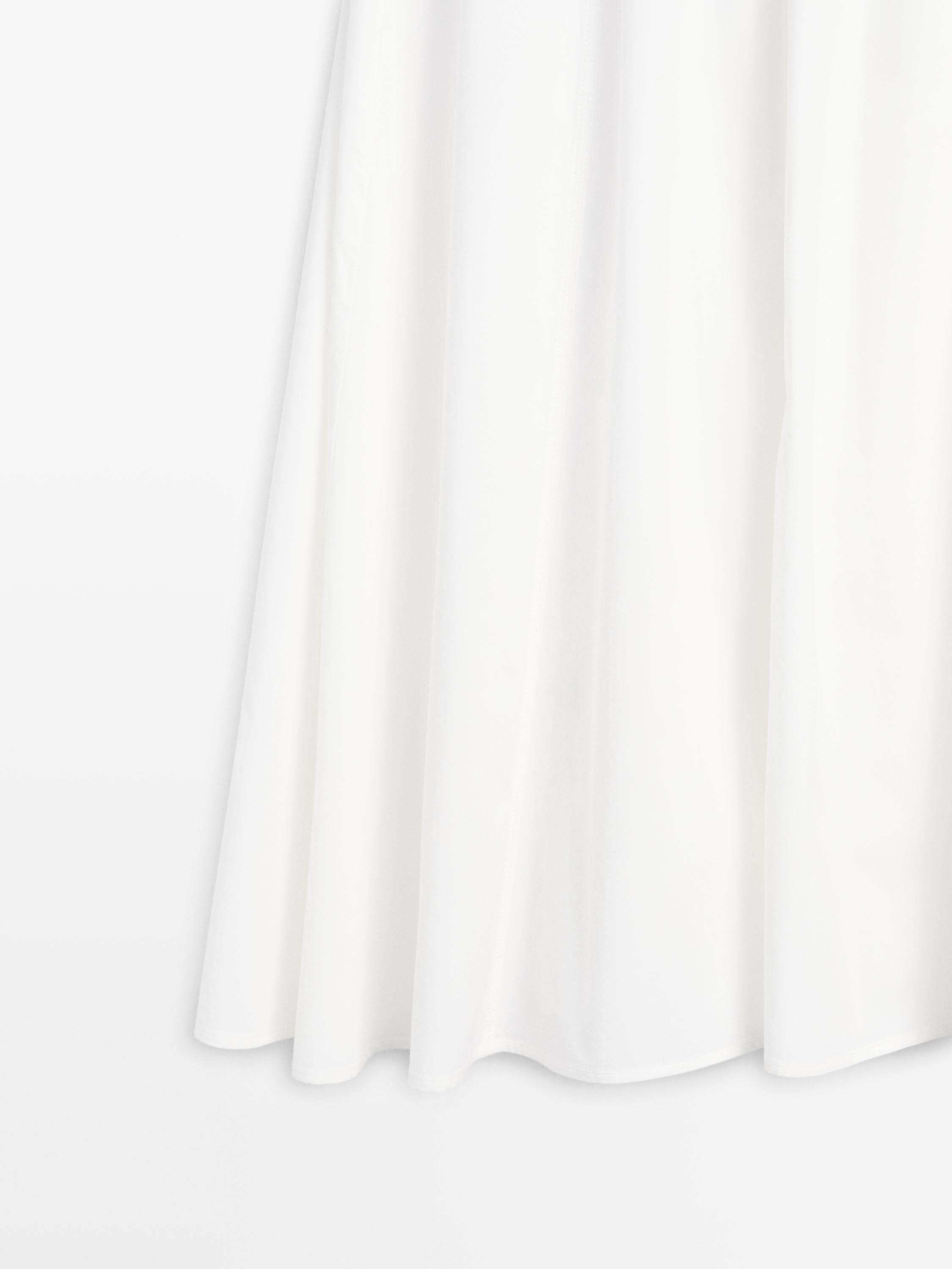 Long gathered poplin skirt — WHITE