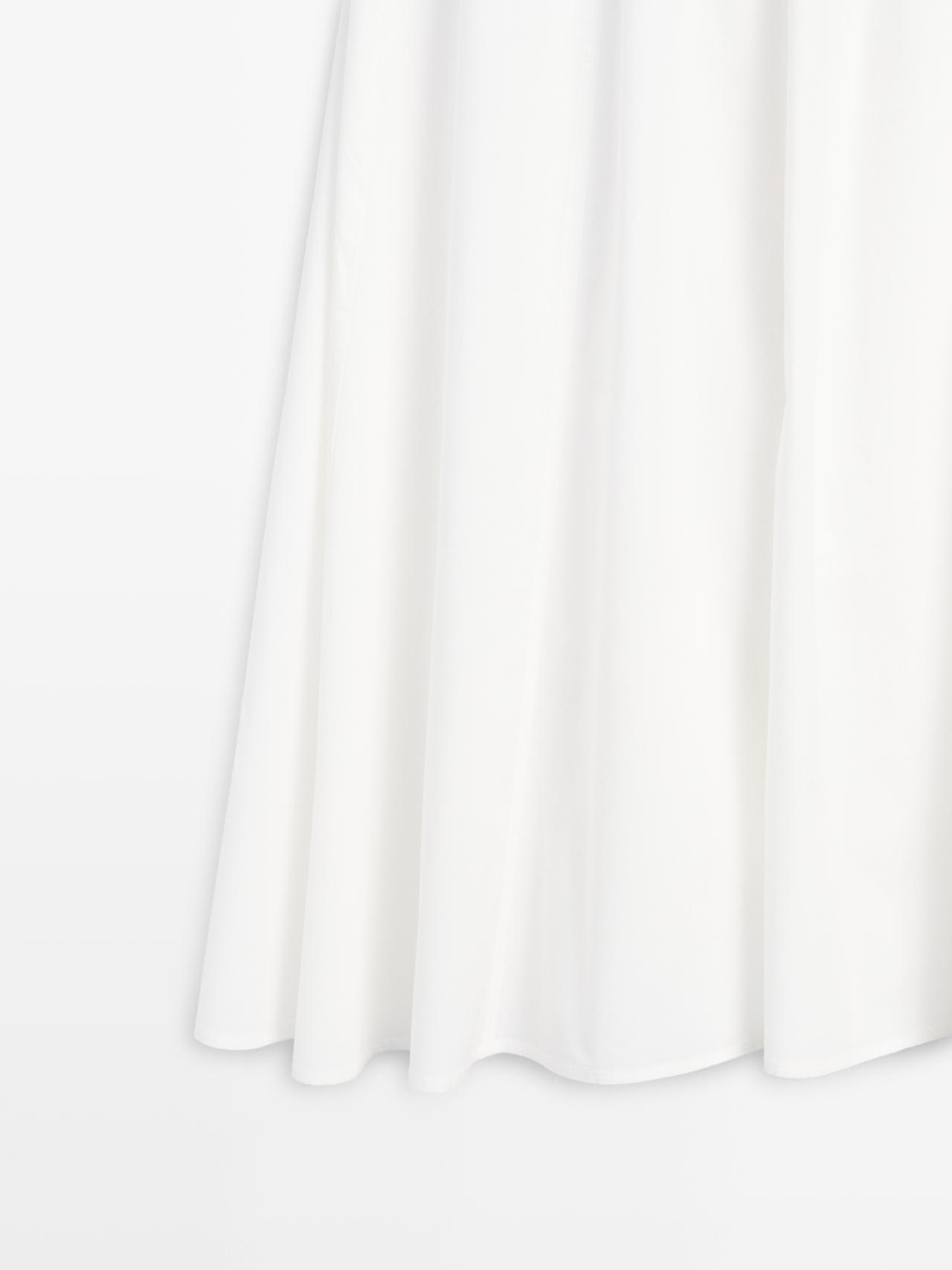 Long gathered poplin skirt — WHITE