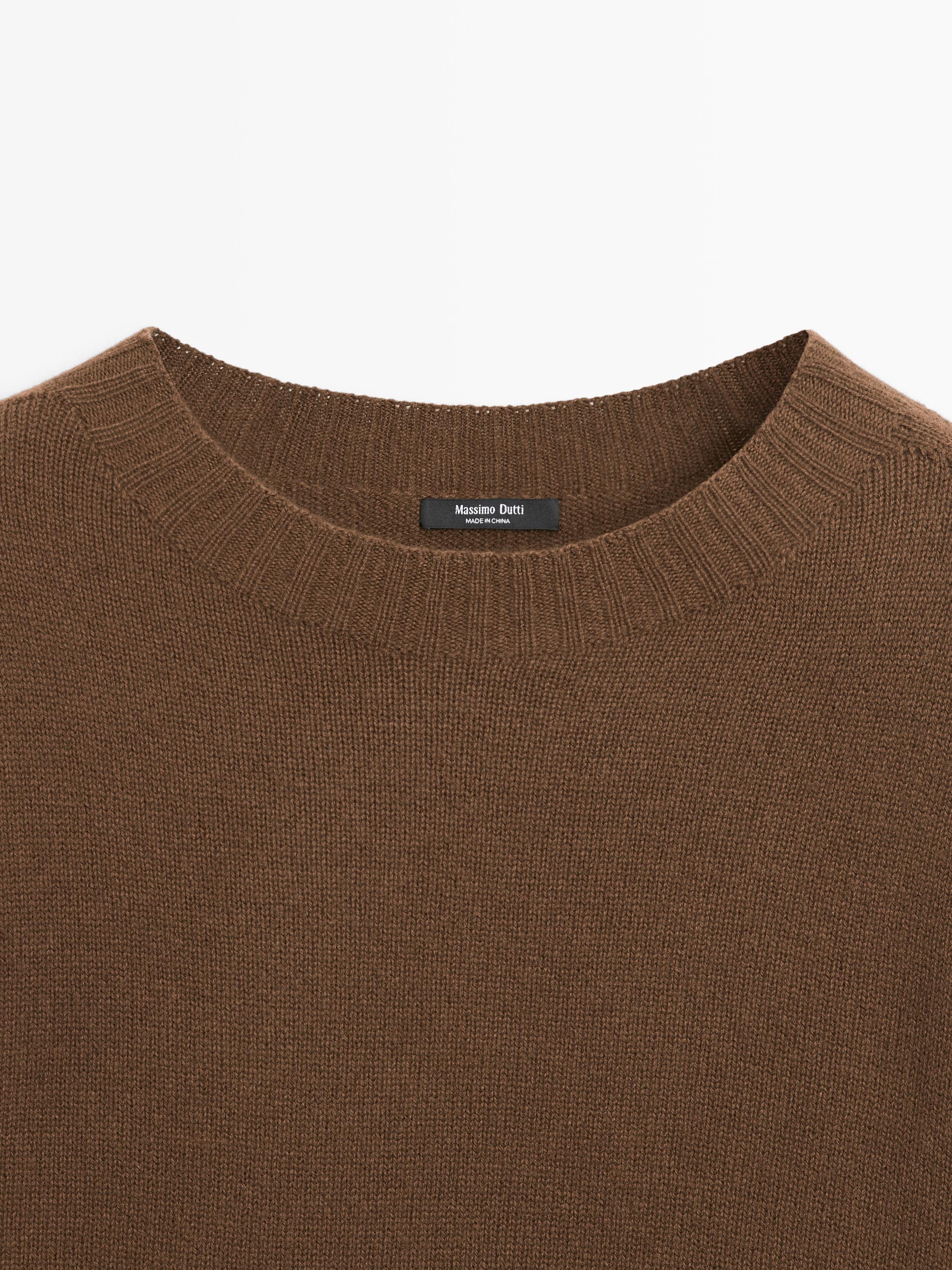 Wool blend crew neck sweater