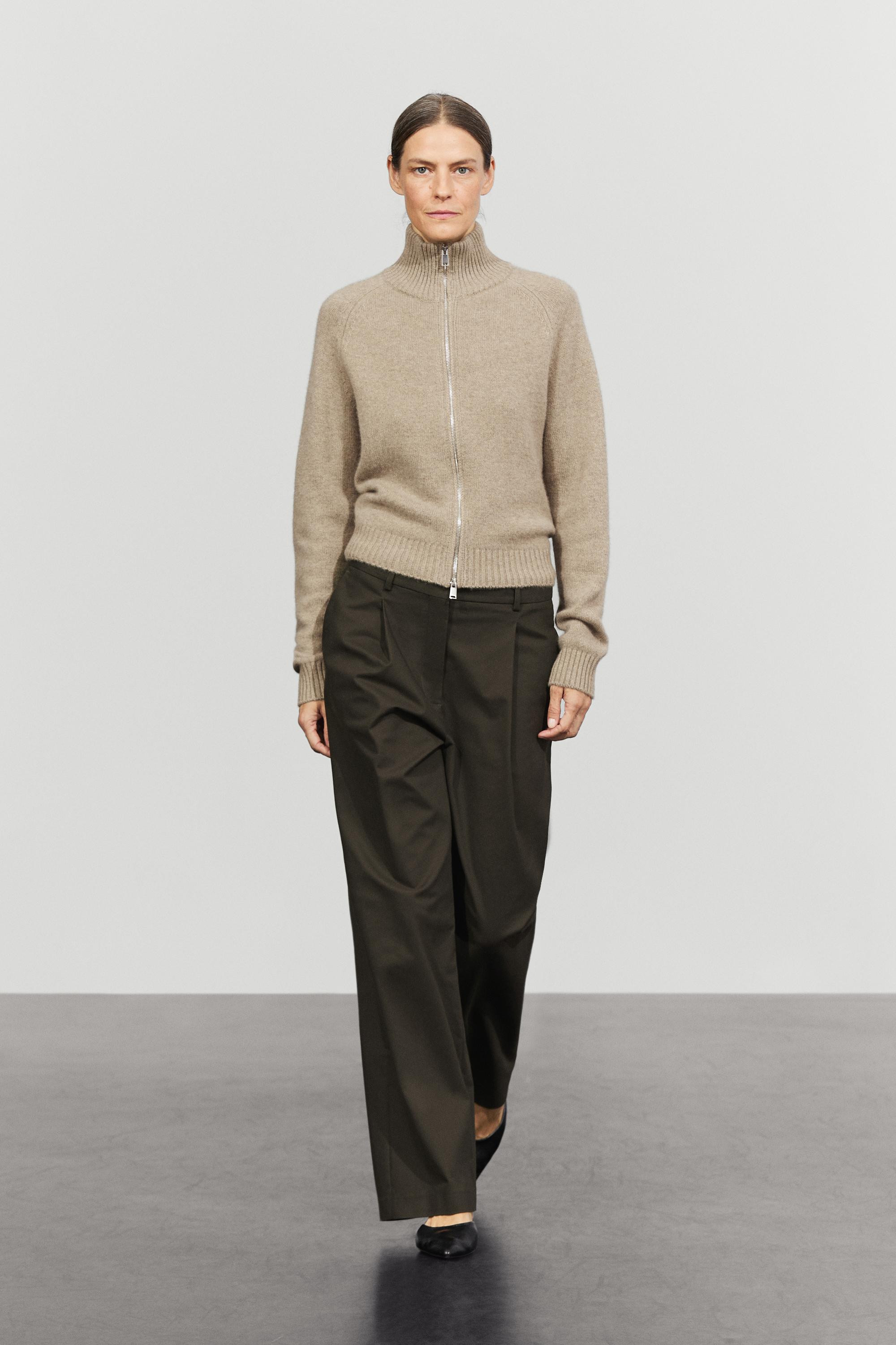 100% cashmere zip knit cardigan