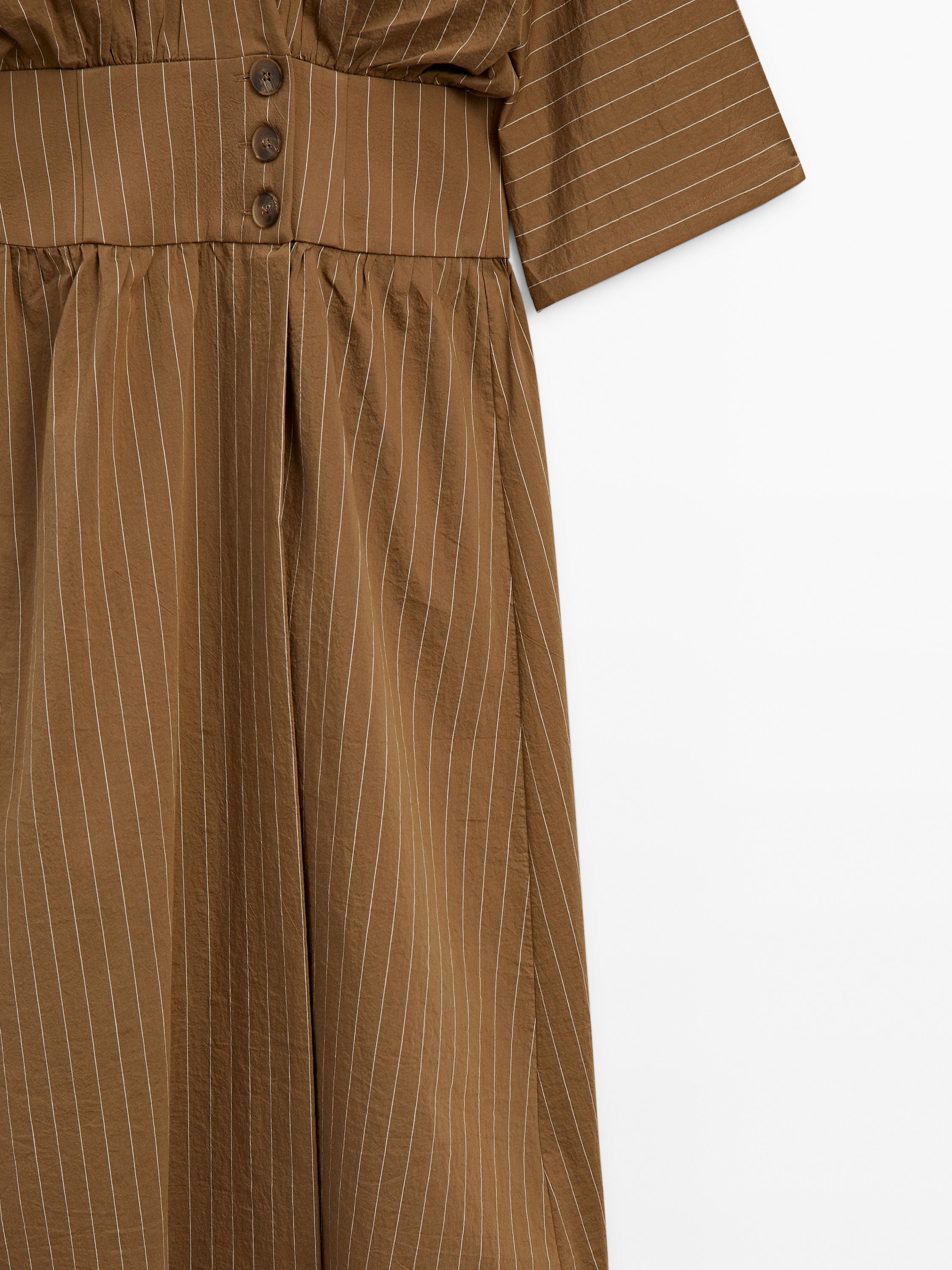 Stripe print poplin dress