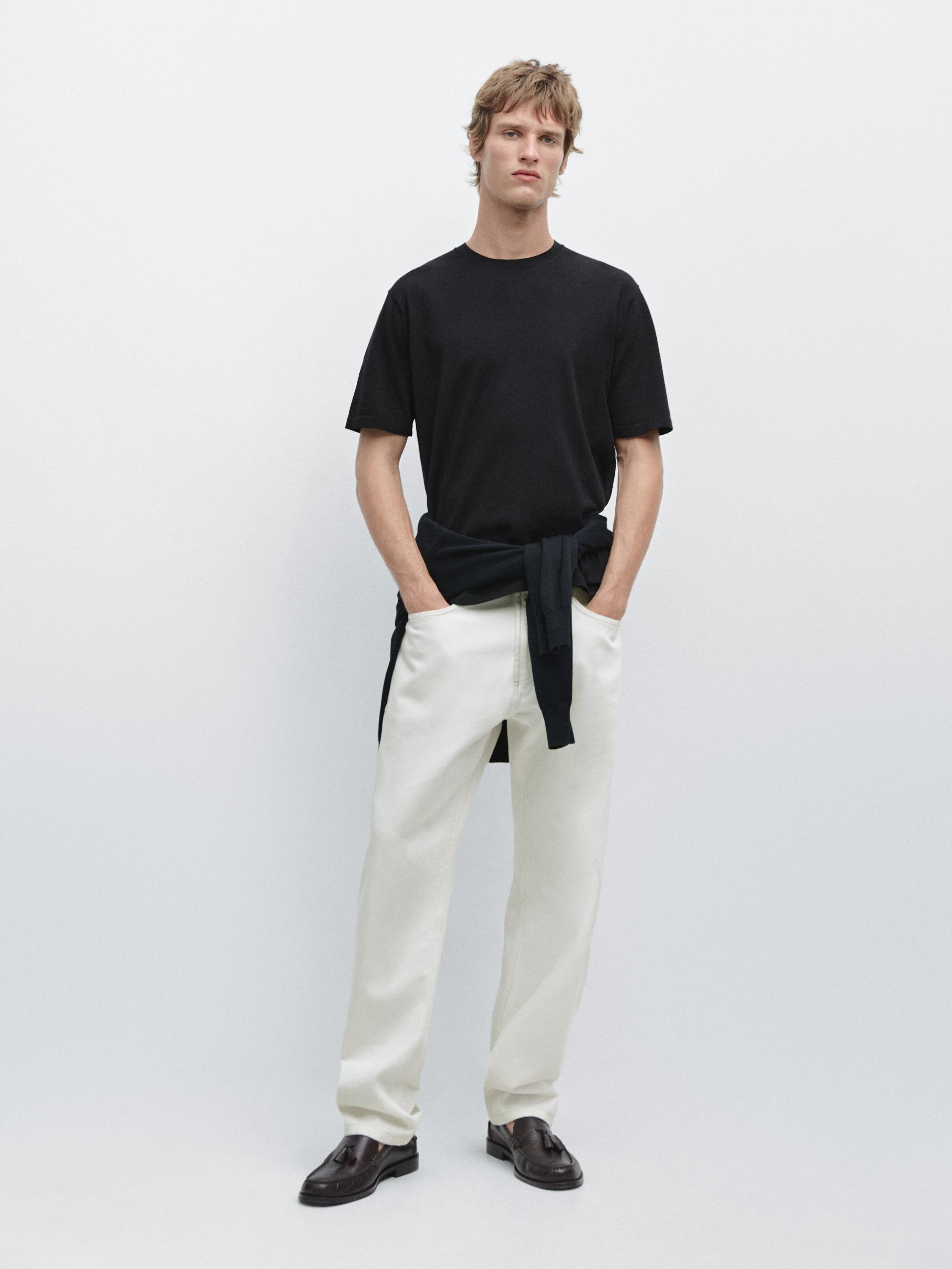 100% cotton short sleeve knit sweater — NAVY BLUE