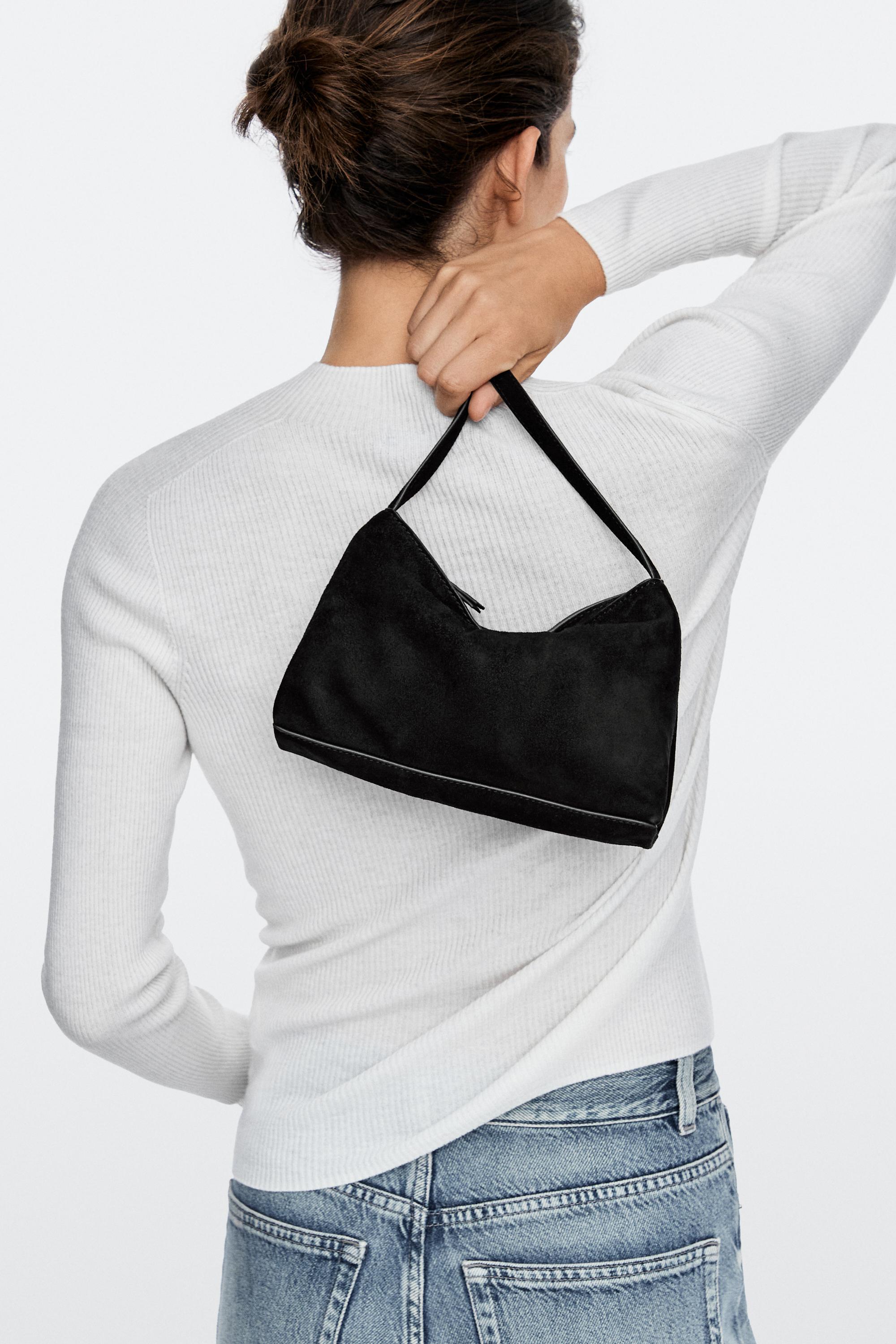 Petit sac porté épaule en croûte de cuir