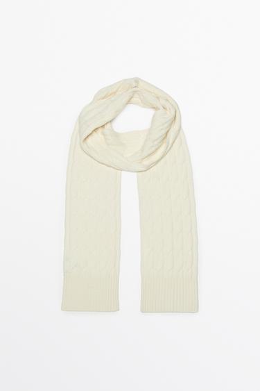 Wool and cashmere cable-knit scarf — CREAM 4