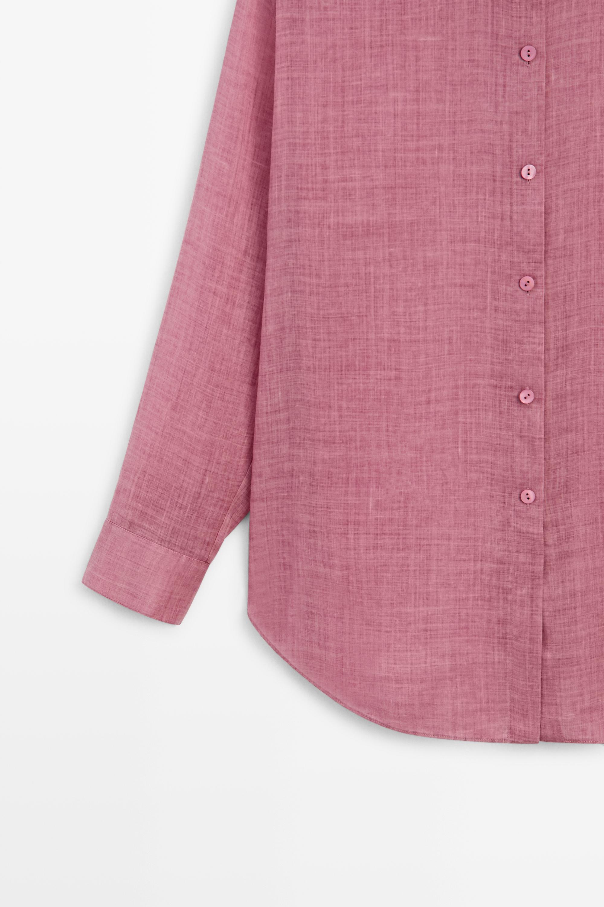 Flowing ramie blend shirt — RED MARL