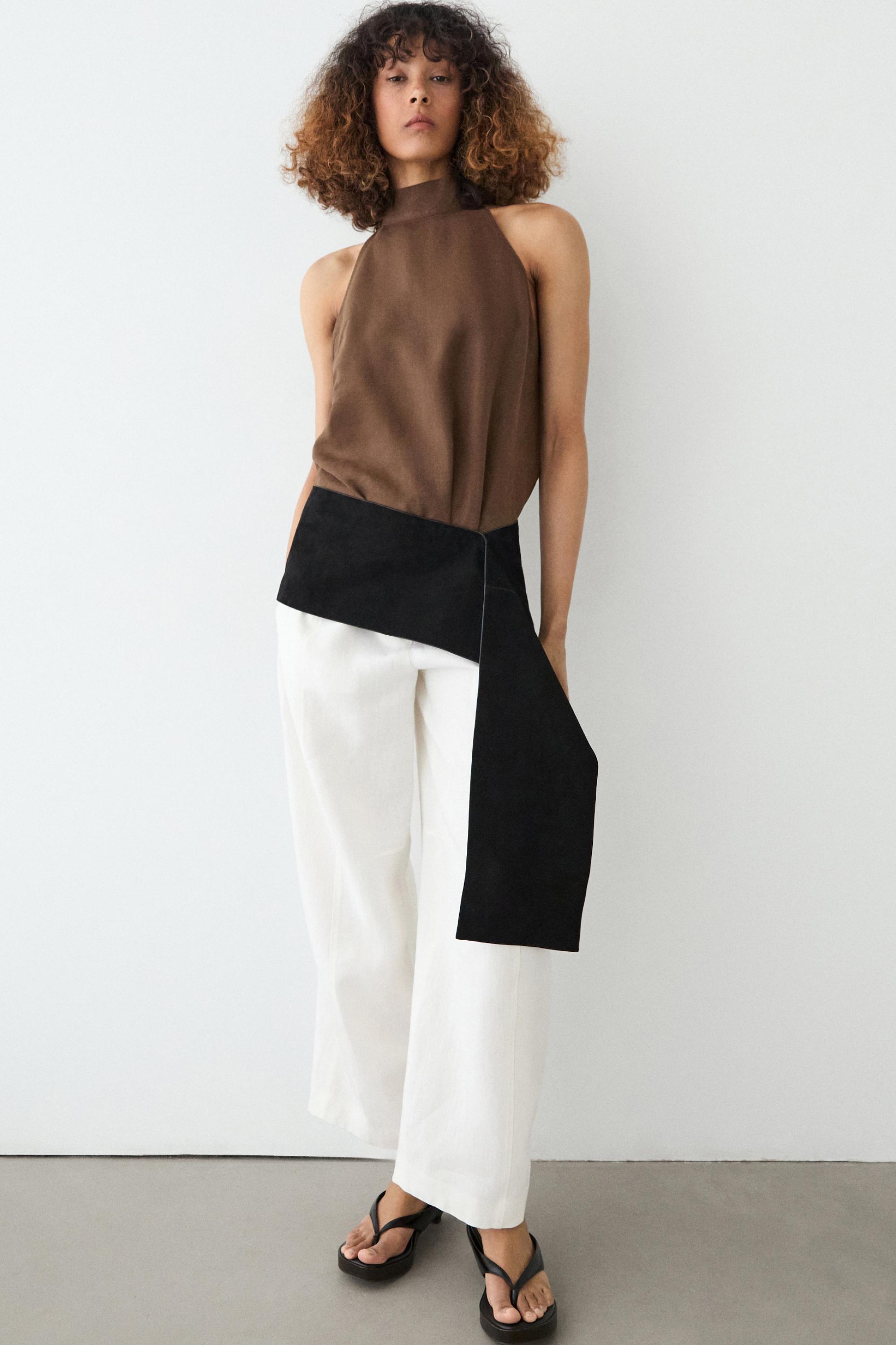 Linen barrel fit pants — Off white