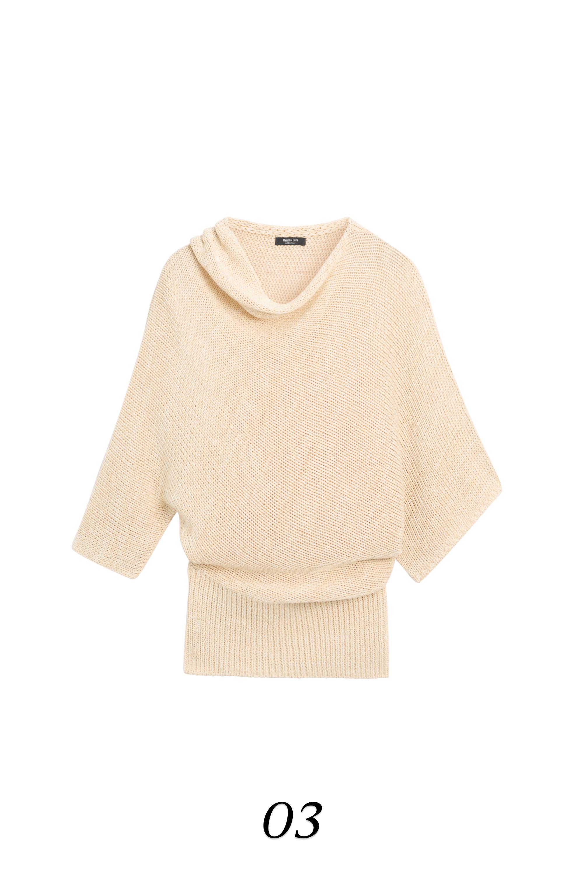 Oversize asymmetric cotton and linen sweater — Vanilla