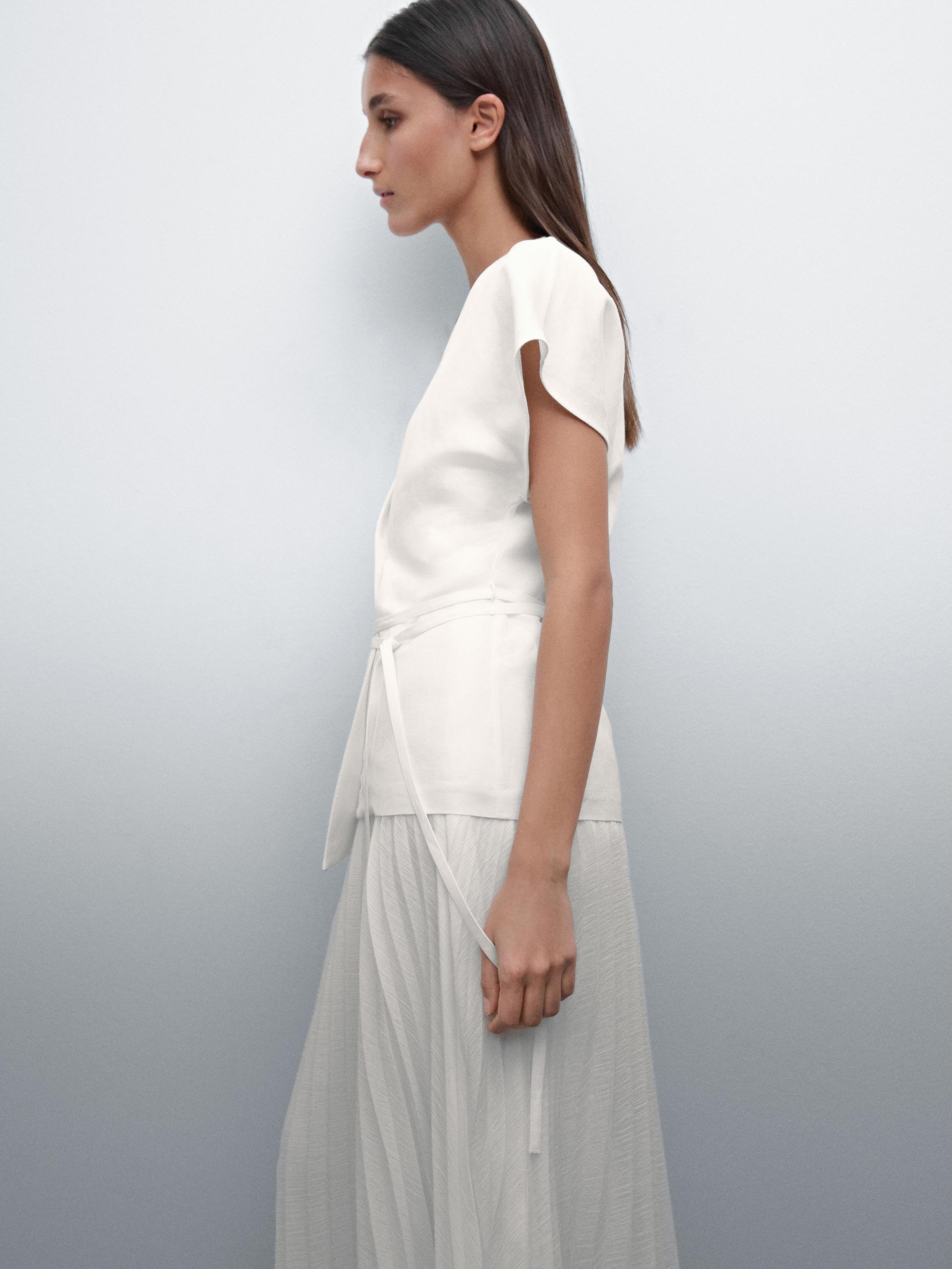 Robe midi contrastante plissée