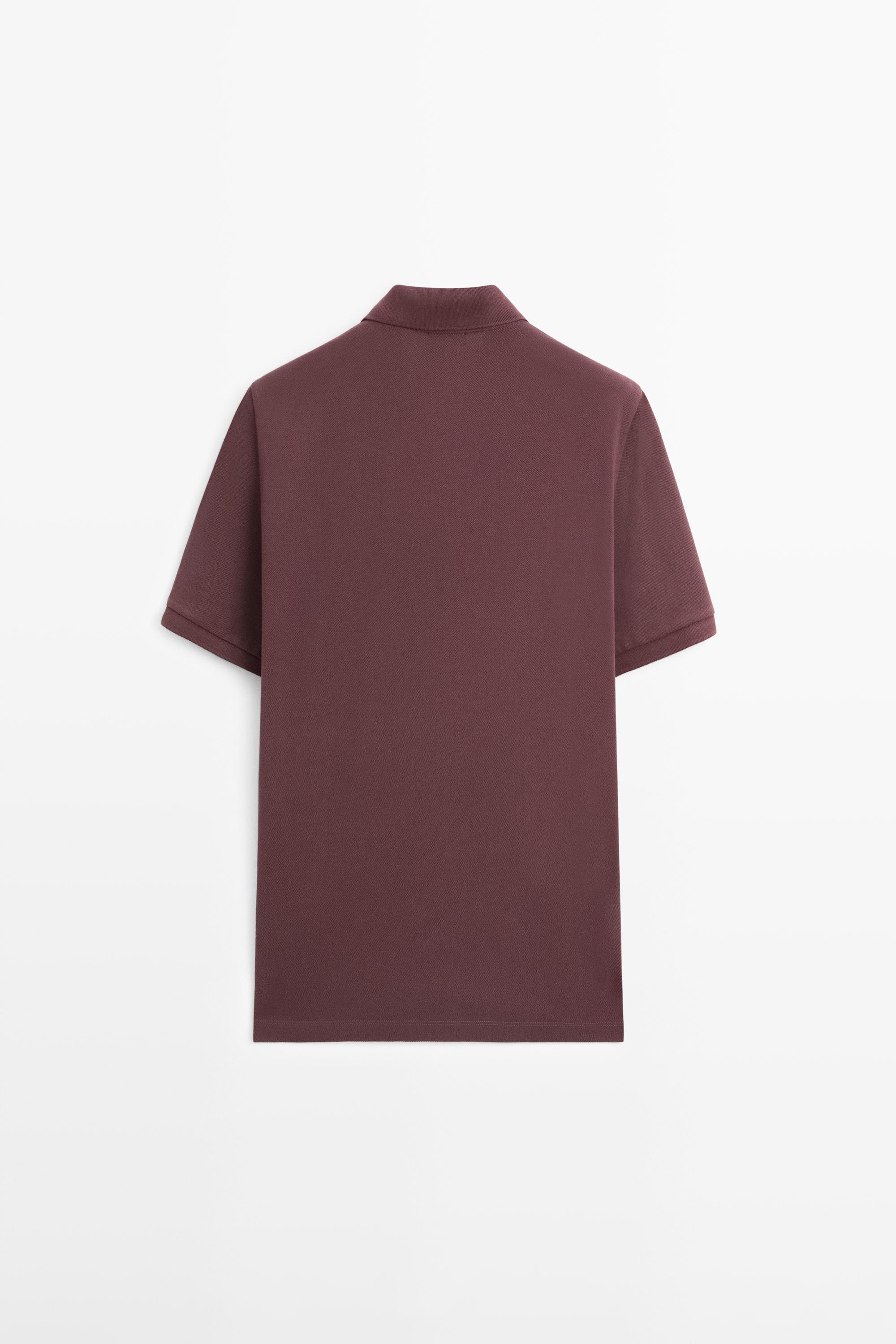 Micro-textured cotton piqué polo shirt — MAROON