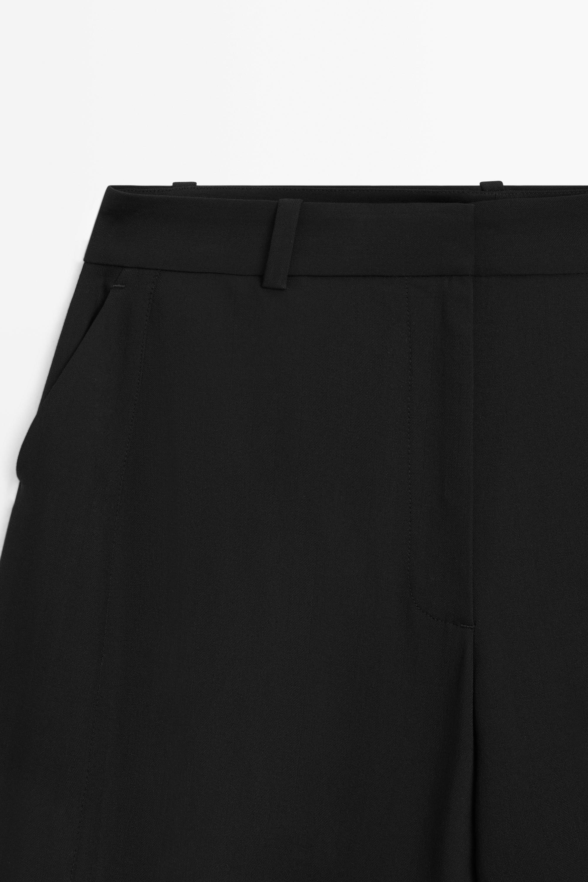 Wool blend trousers with seam detail — BLACK