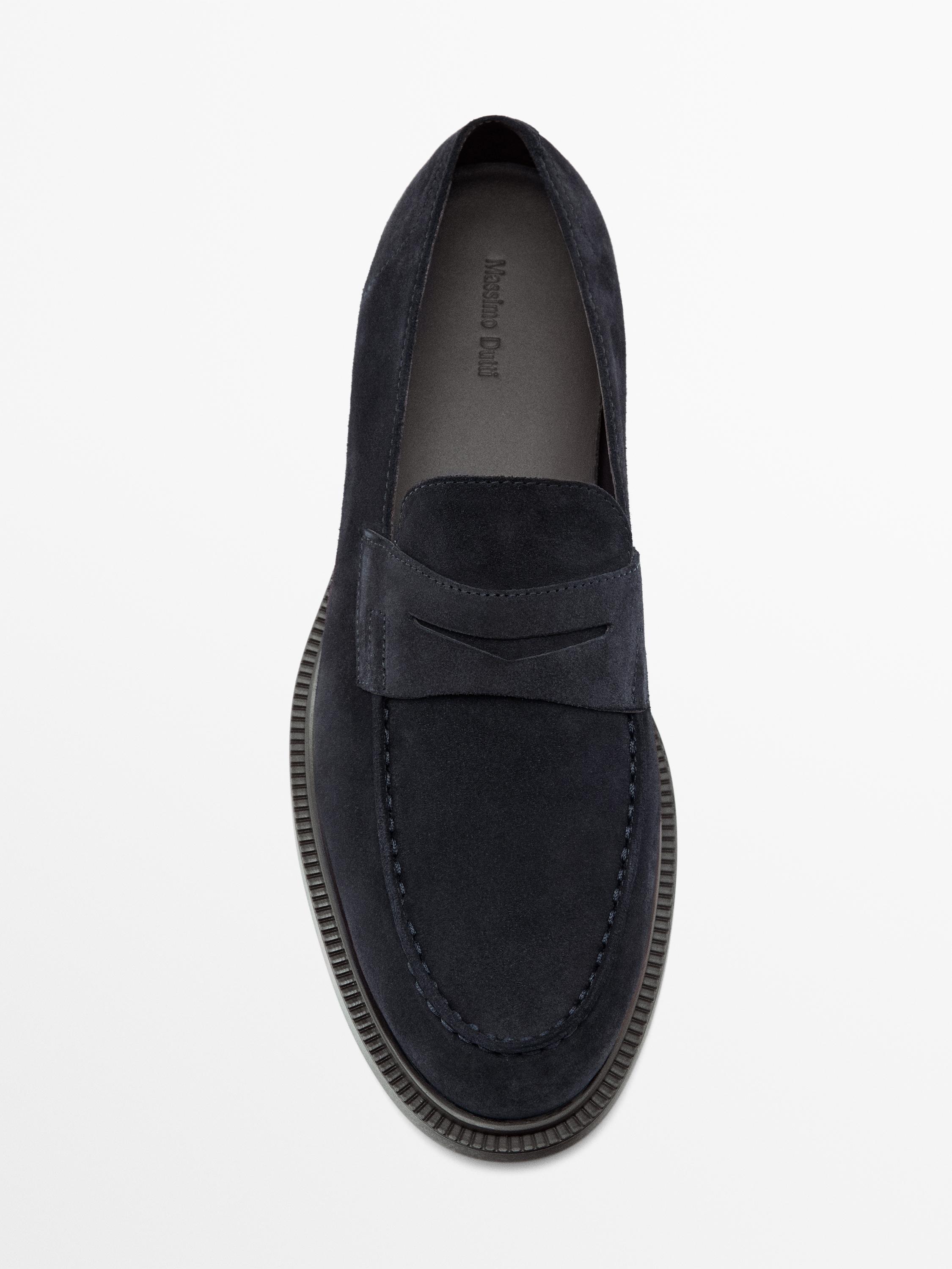 Splitsuède loafer met wreefband