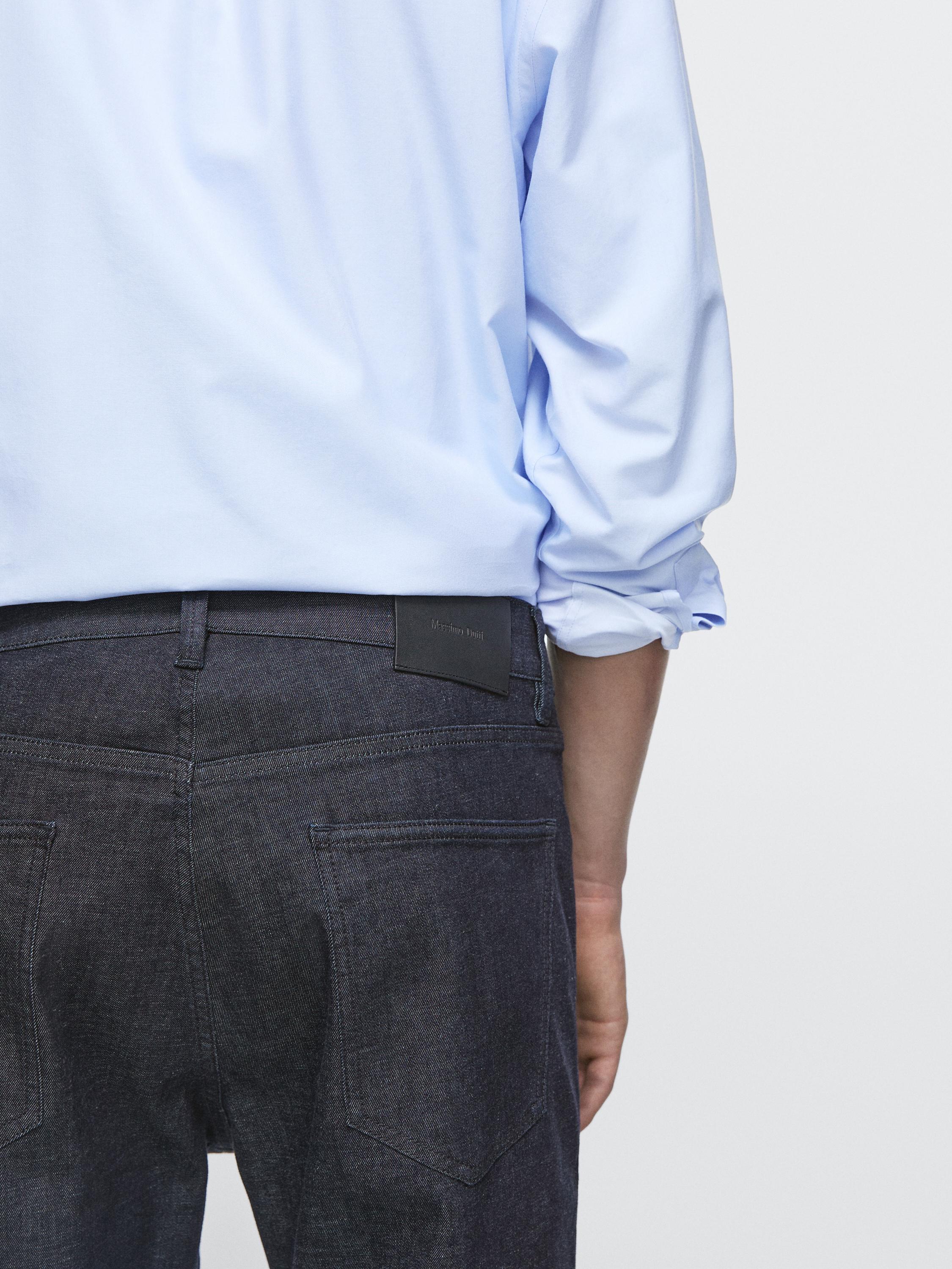 Lightweight slim-fit rinse wash jeans — DEEP BLUE