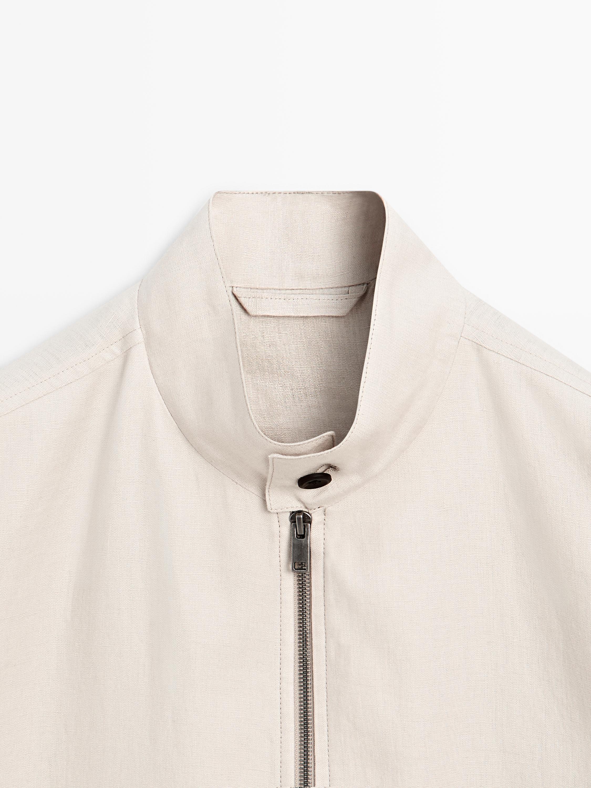 100% linen jacket with pockets — BEIGE