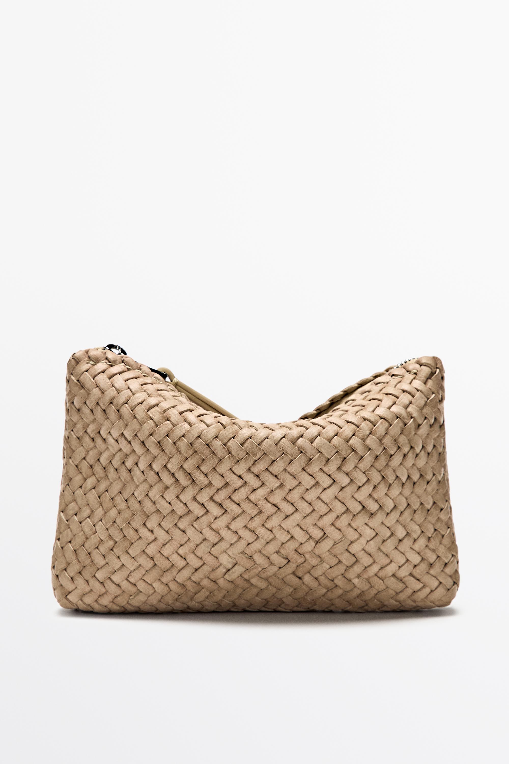 Braided nappa leather pouch bag