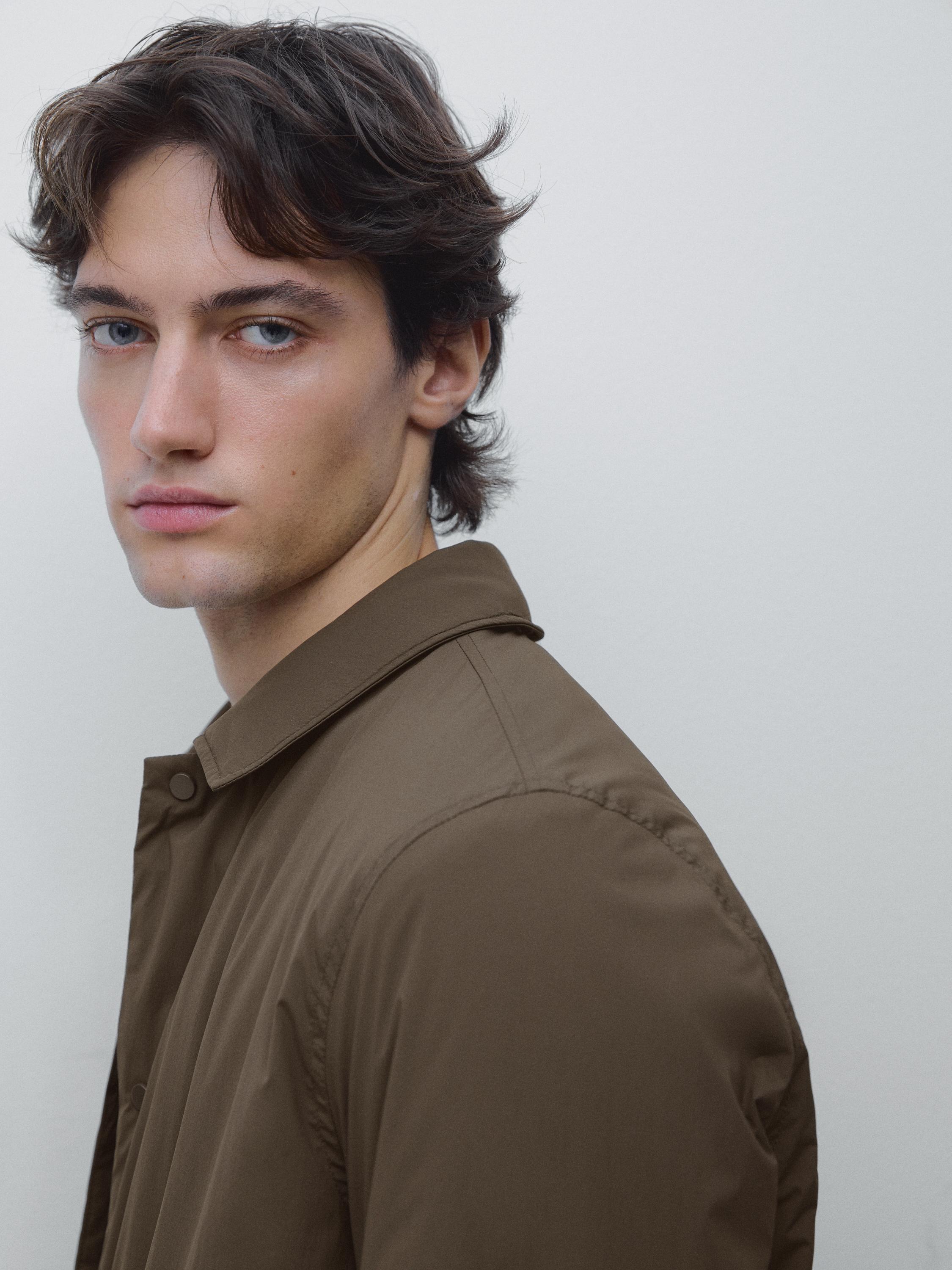 Lightweight water-repellent padded overshirt — KHAKI