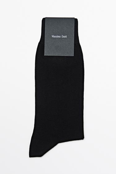 Plain cotton blend knit socks — BLACK 1