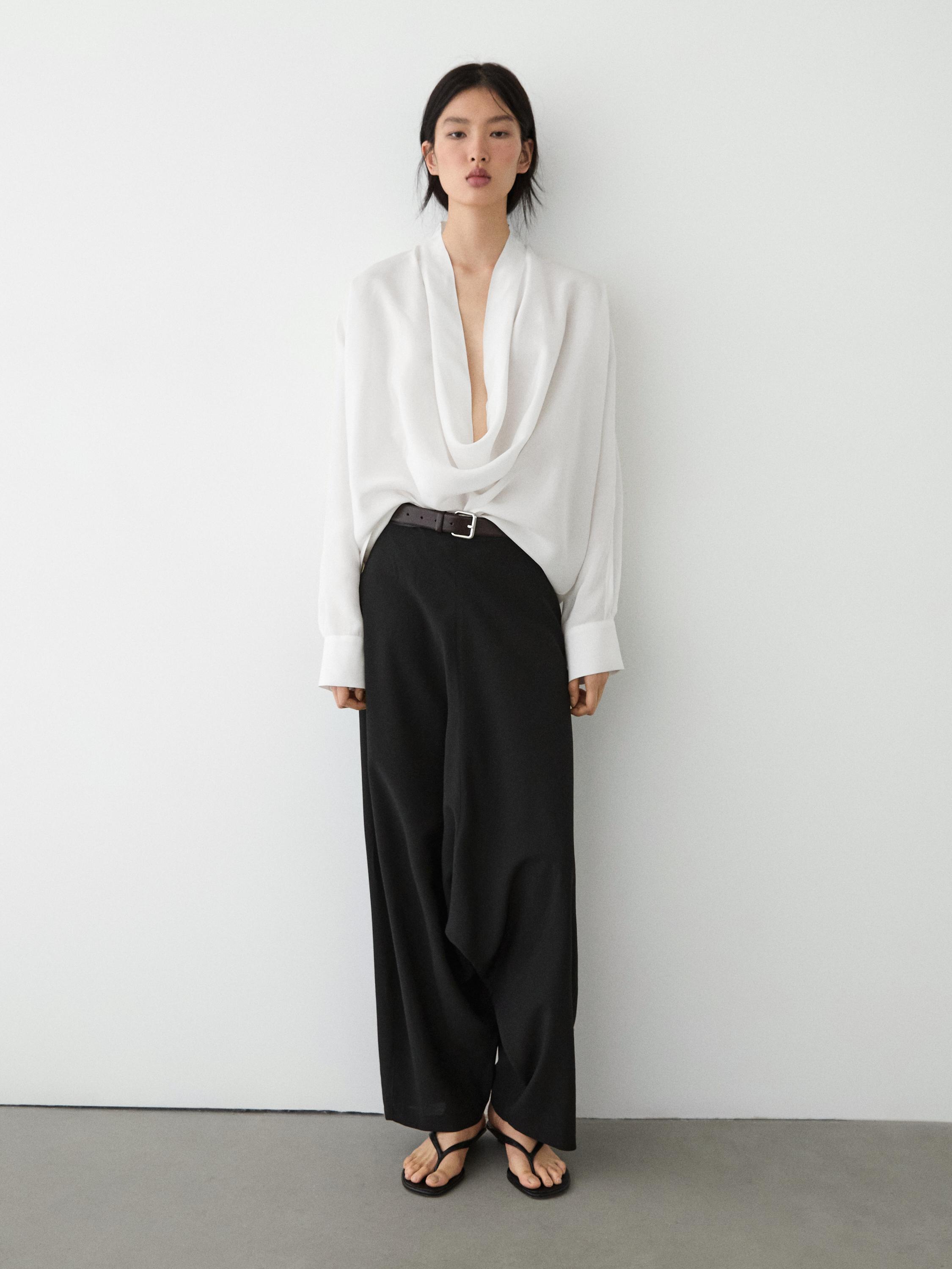 Flowing baggy trousers — BLACK