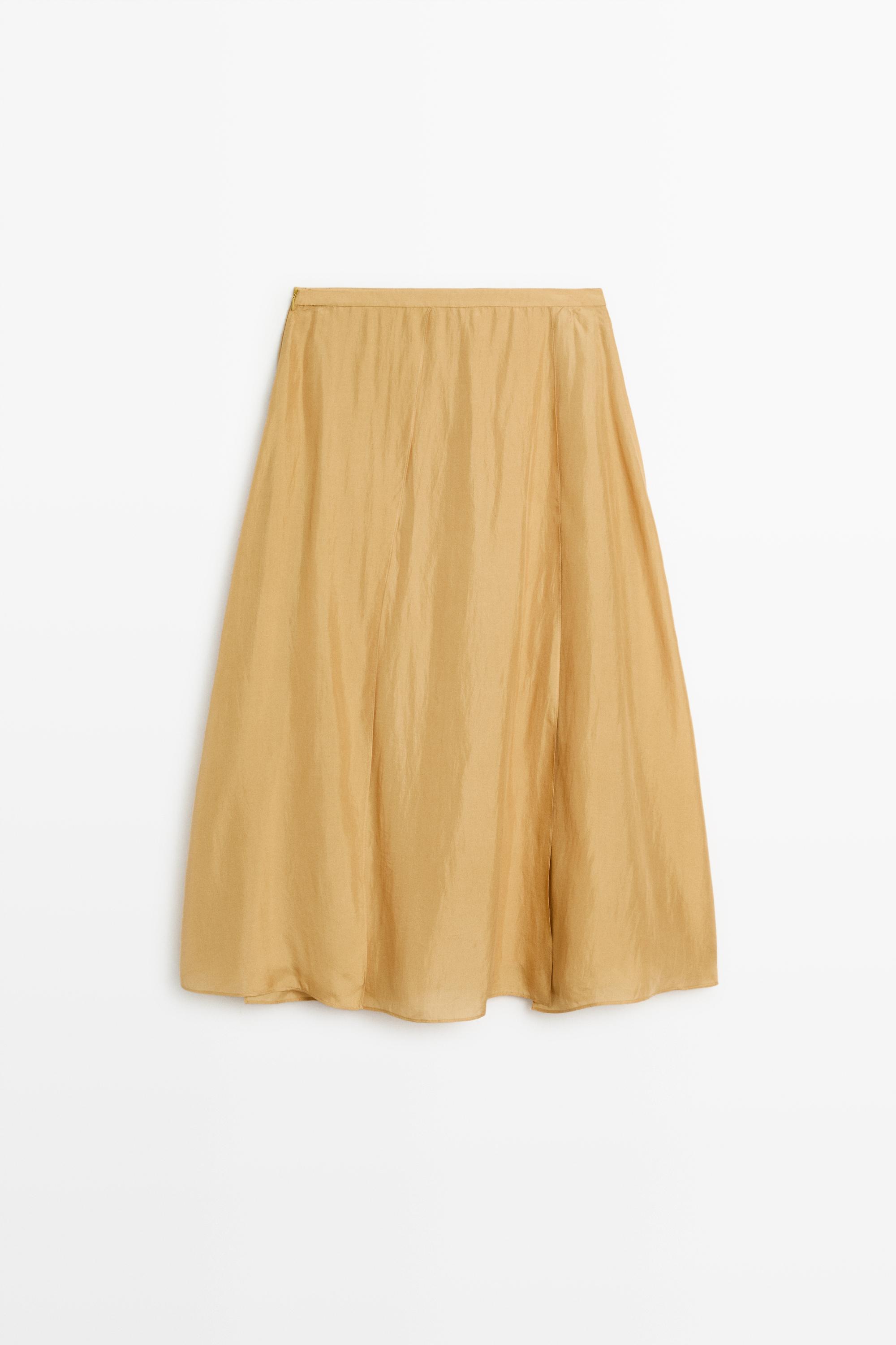 100% silk flowing midi skirt co-ord — YELLOW