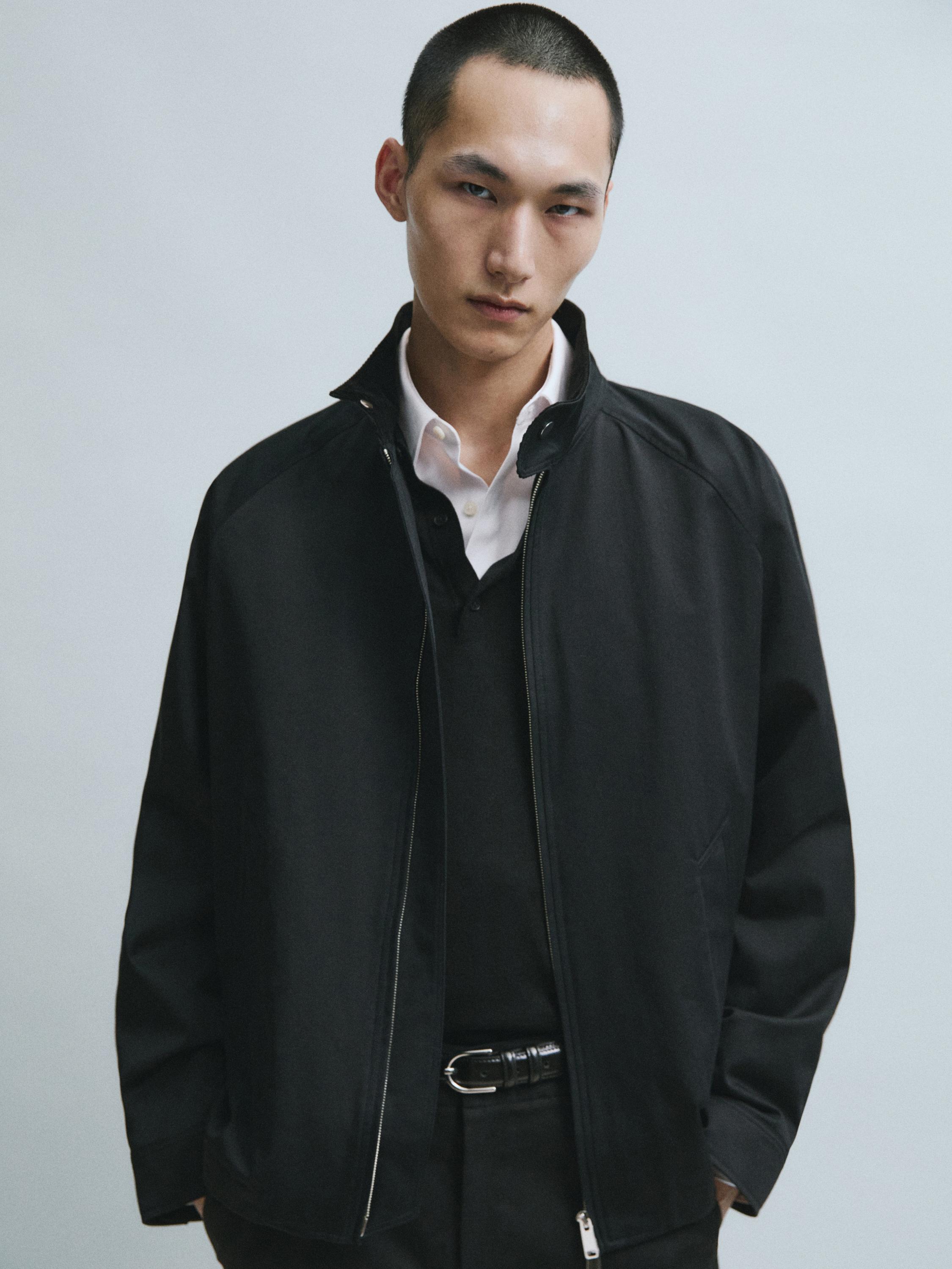 Bomber jacket with collar detail — DARK NAVY