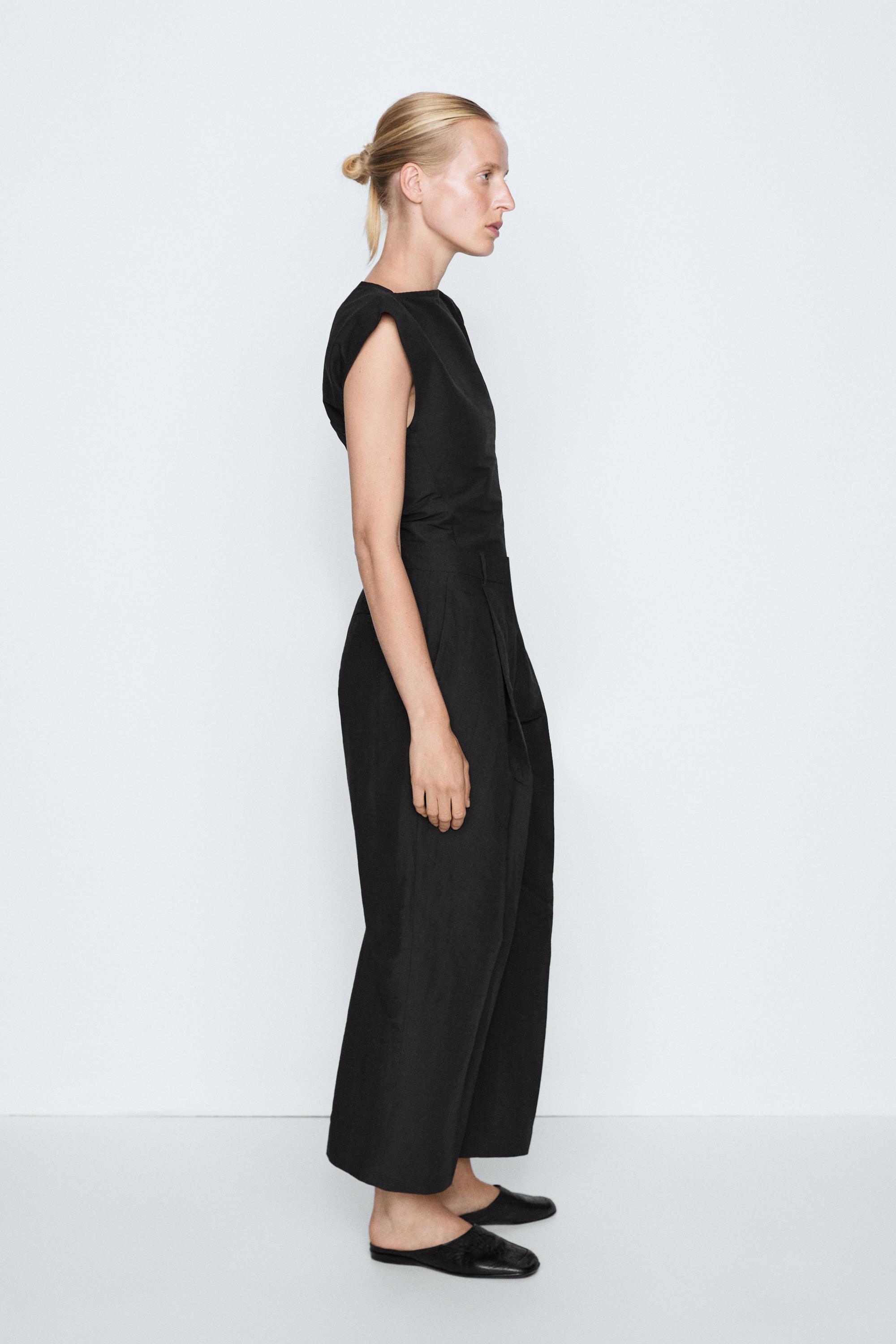 Linen blend pleated trousers - STUDIO — BLACK