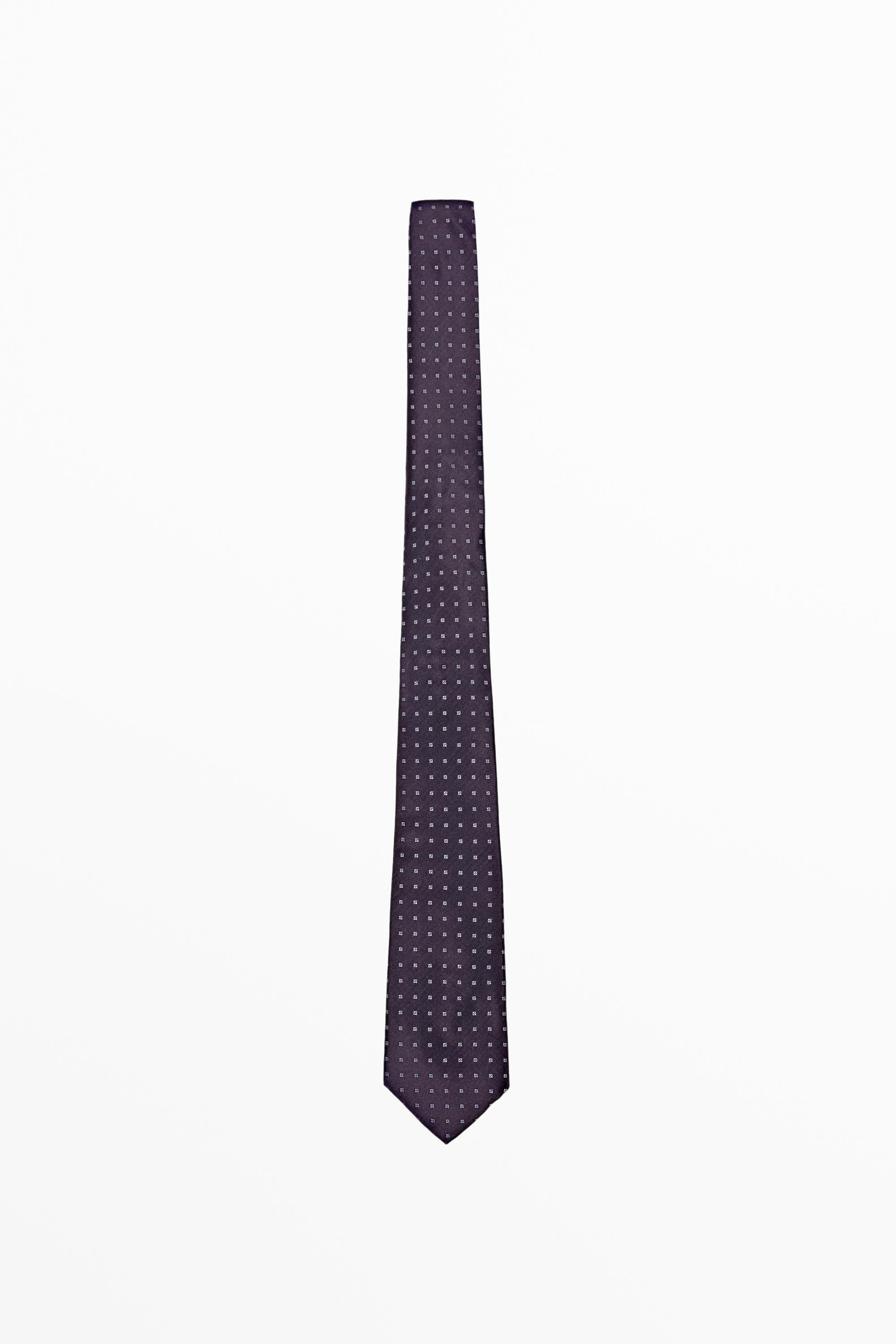 100% silk geometric print tie — BURGUNDY